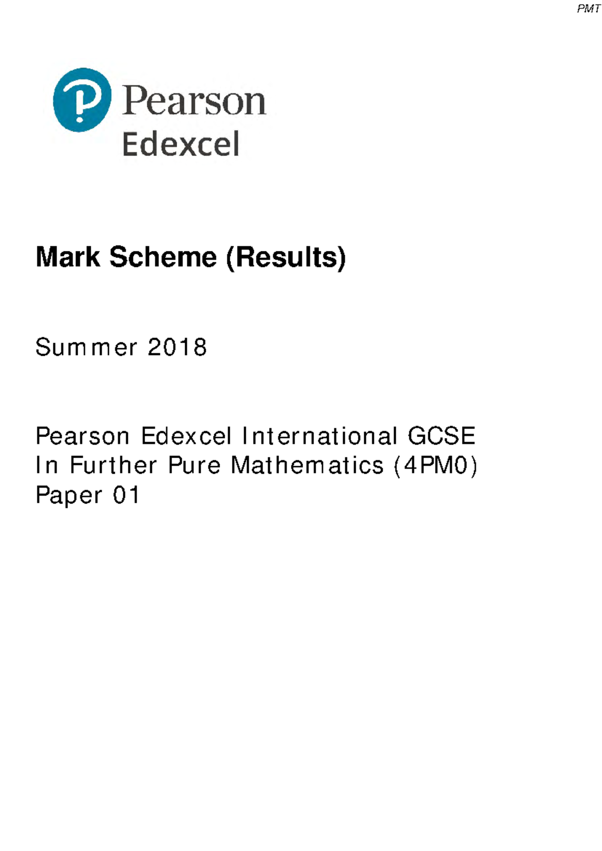 June 2018 MS - past paper - Mark Scheme (Results) Summer 2018 Pearson ...