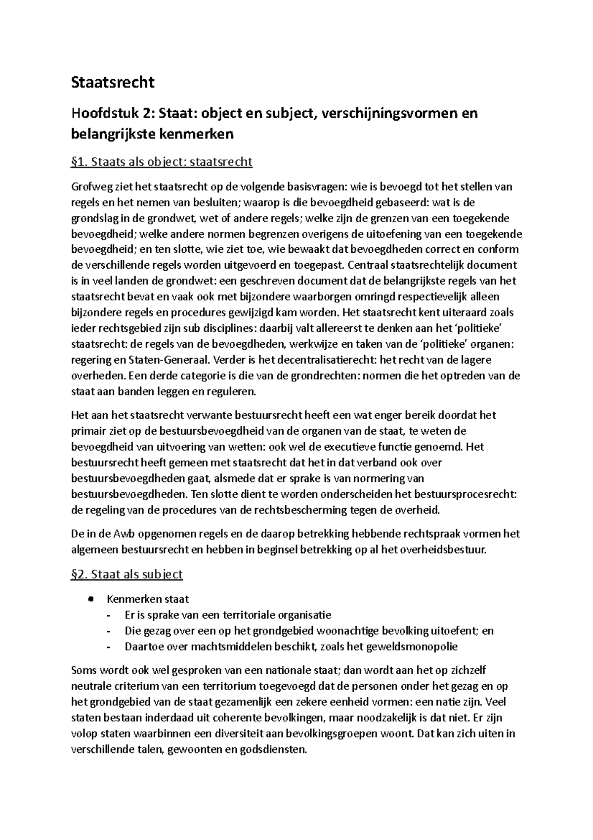 Uitgebreide Samenvatting Staatsrecht Rechtsgeleerdheid Jaar 2 ...