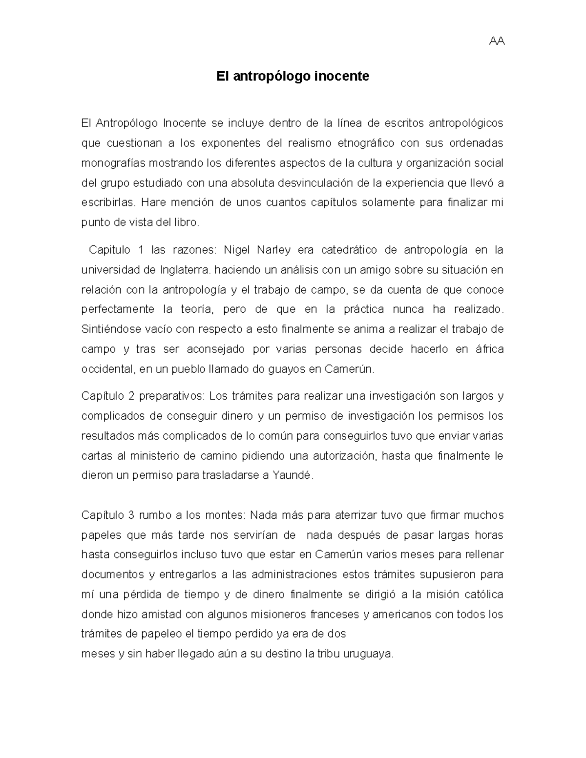 El Antropologo Inocente El Antropologo Inocente El Antropologo Inocente Se Incluye Dentro De La Studocu