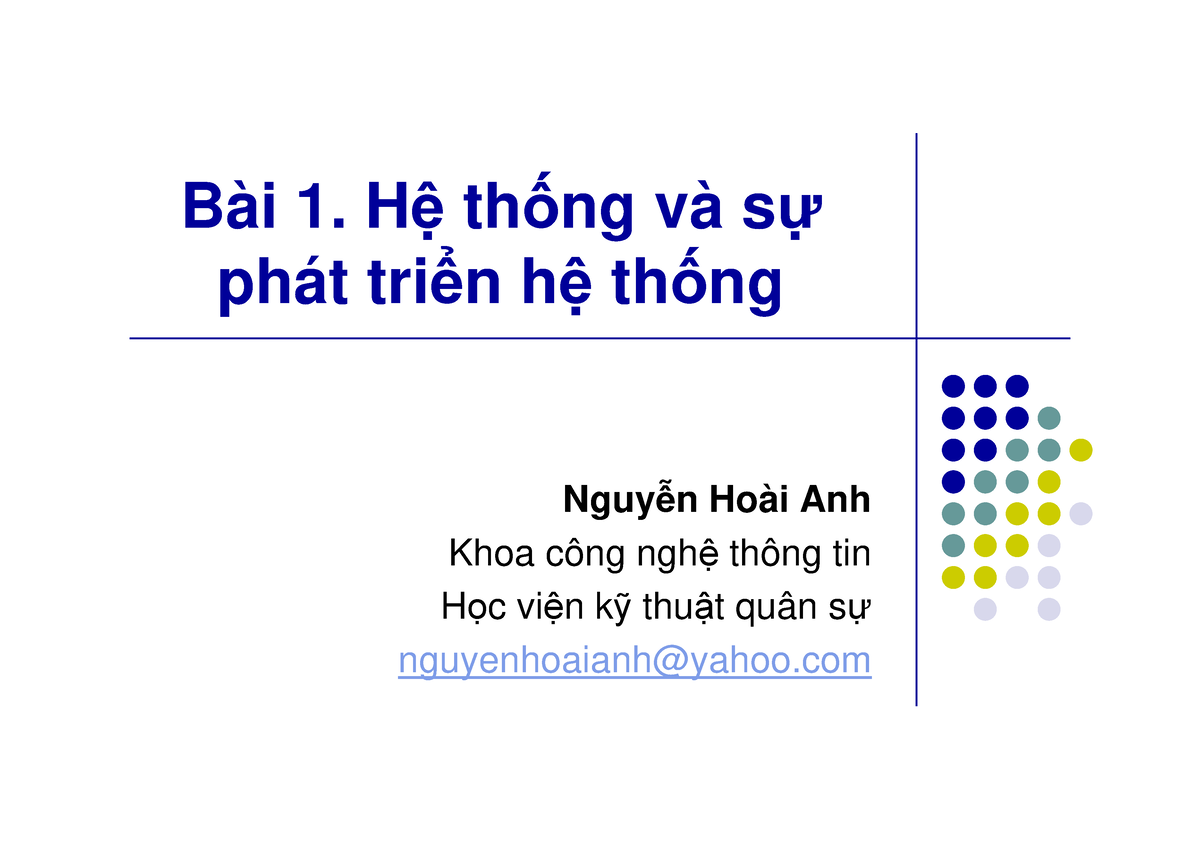 Tuan1 Daicuong HT - Aaaaaaaaaaaa - Bài 1. H Th Ng Và S Phát Tri N H Th ...