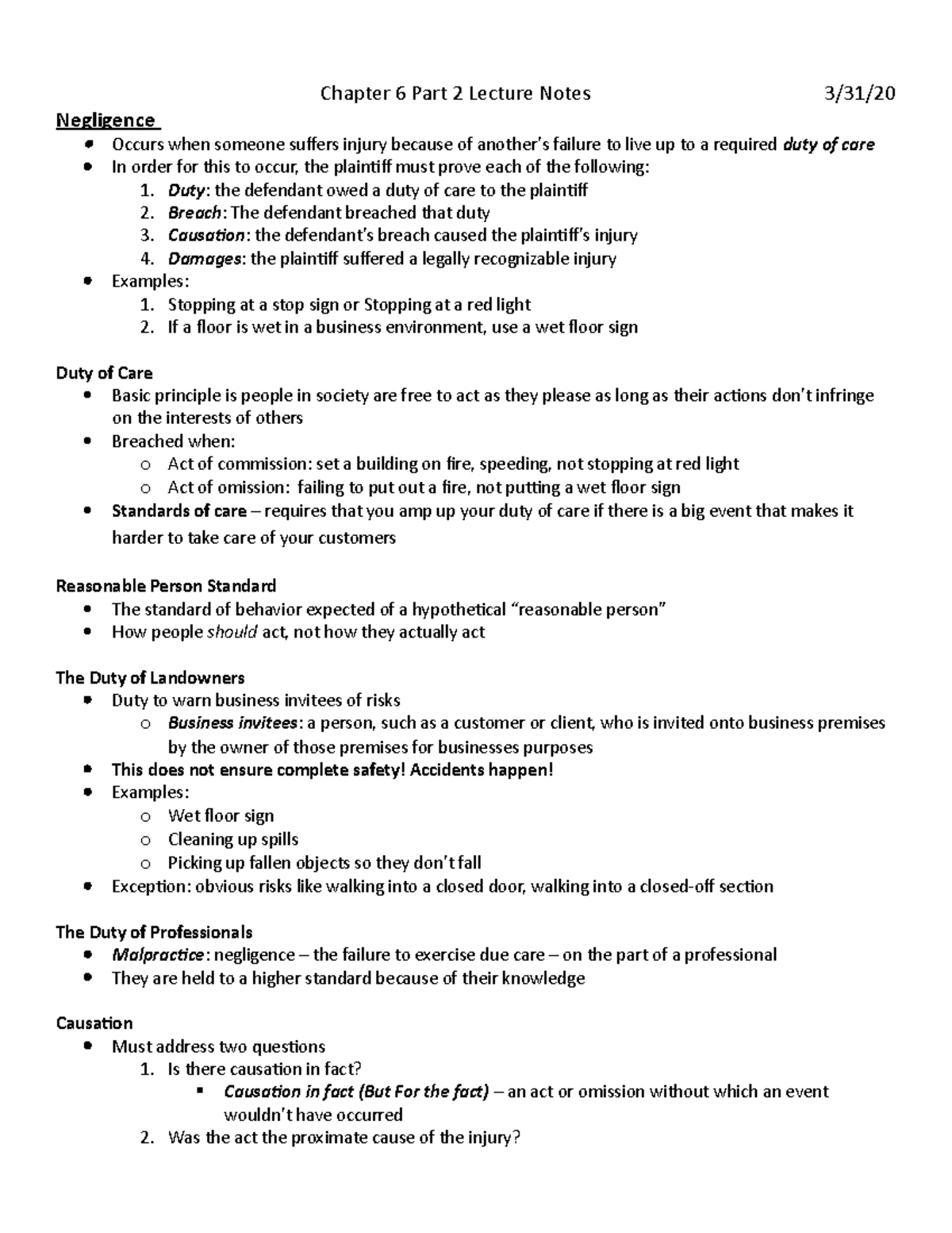 Chapter 6 Notes for Test 3 - Chapter 6 Part 2 Lecture Notes 3/31 ...