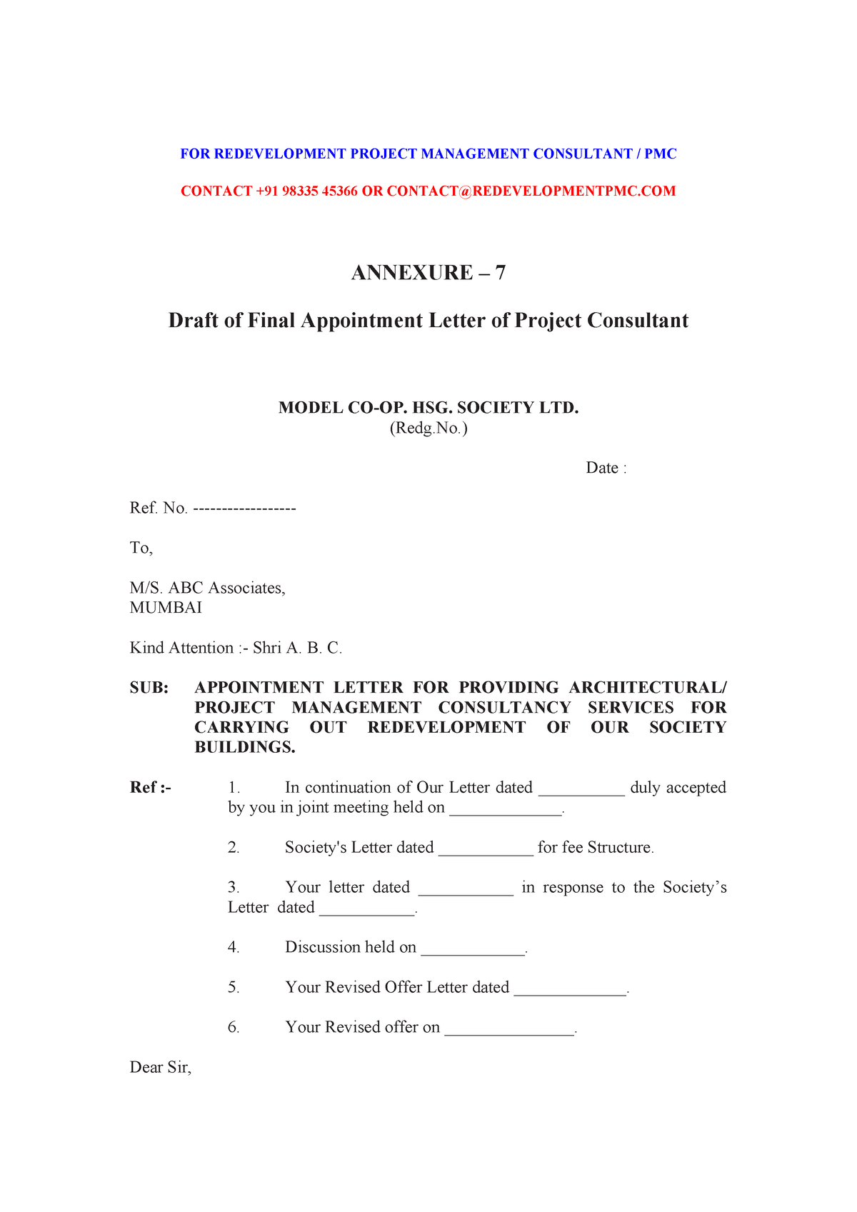 appointment-letter-of-project-management-consultant-for-redevelopment