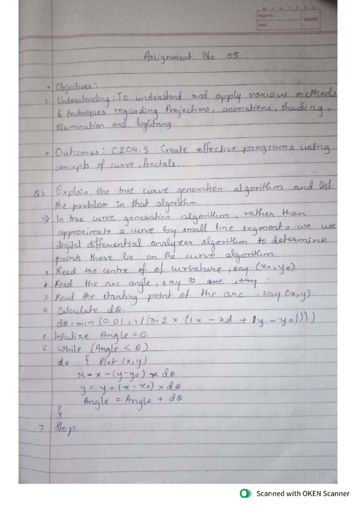 Cg 5&6 - ... - F Page No. YOUVA Date Assignment No. 05 Objectives ...