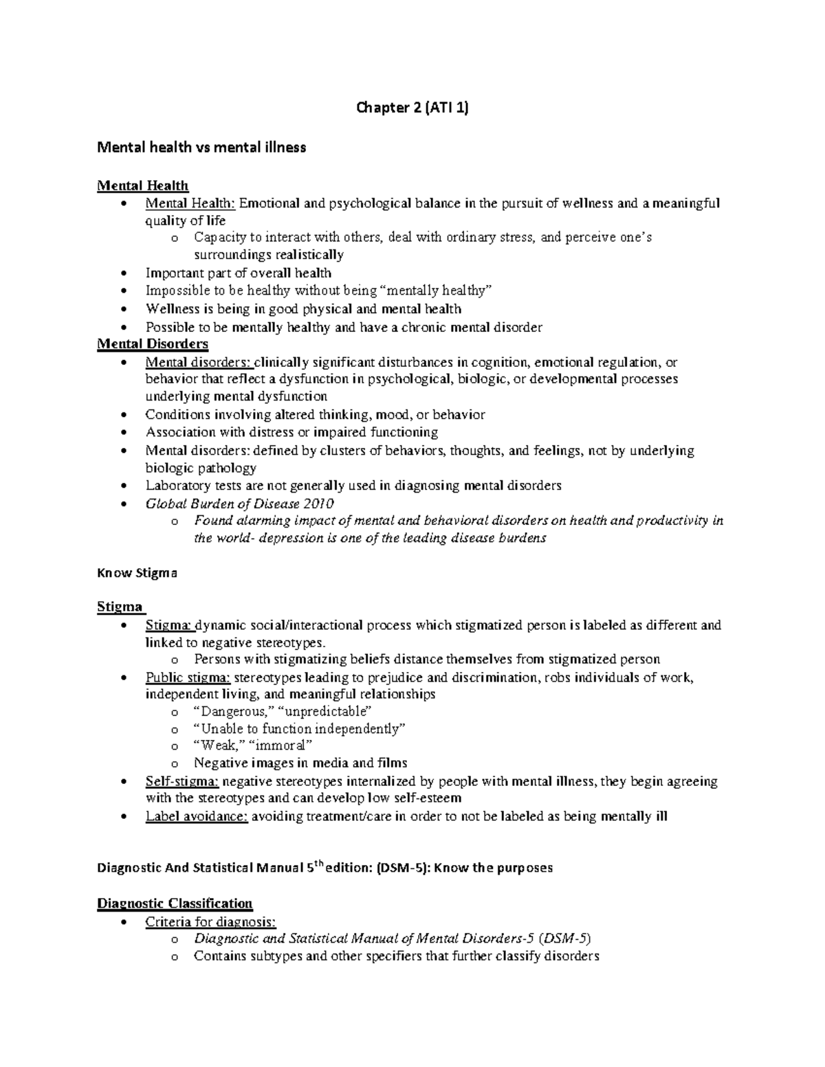 MH EXAM 1 Study Guide - lol - Chapter 2 (ATI 1) Mental health vs mental ...