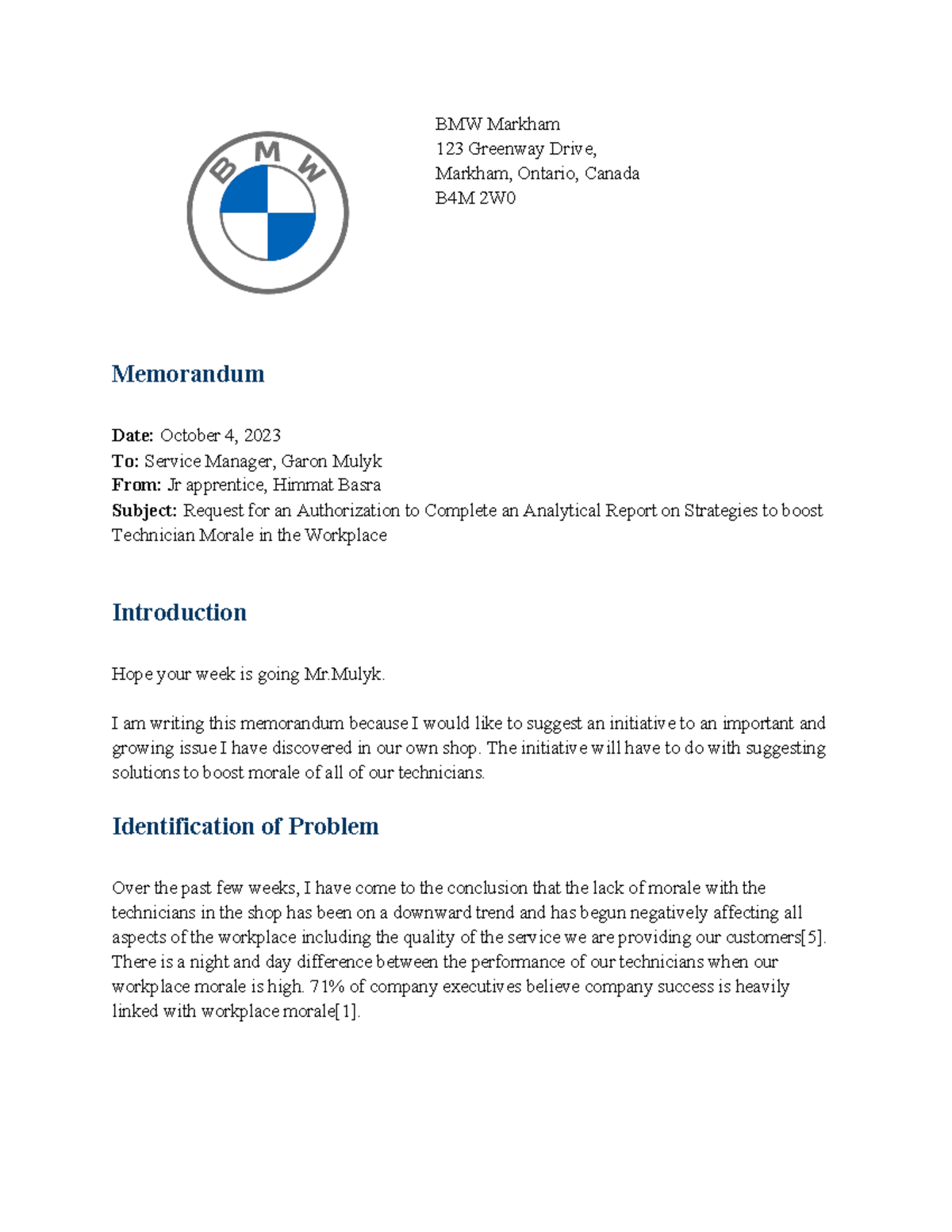 Comm Proposal -1 - BMW Markham 123 Greenway Drive, Markham, Ontario ...