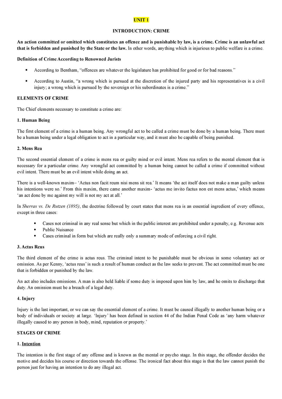 Probation AND Parole Notes - UNIT 1 INTRODUCTION: CRIME An action ...