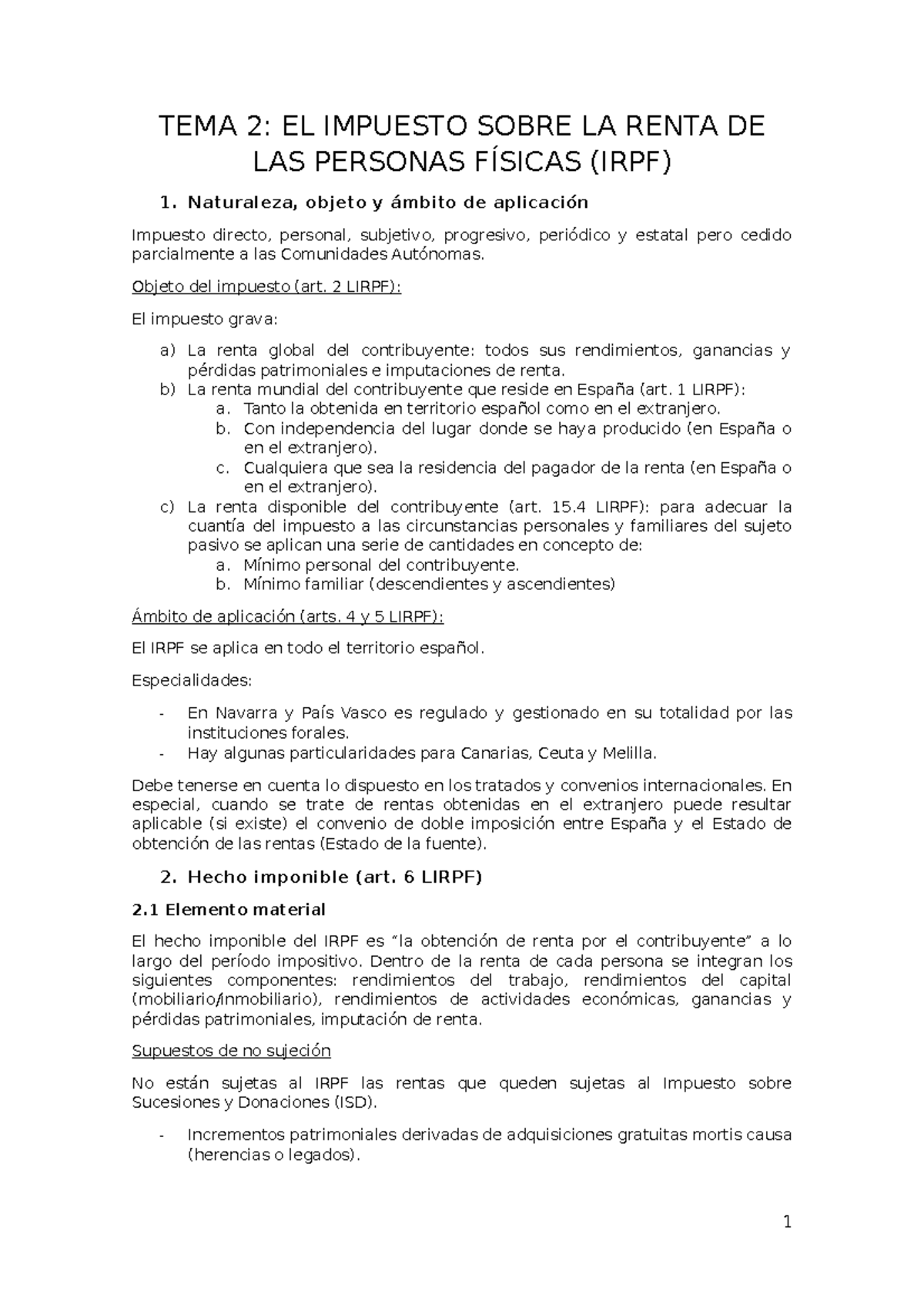 Tema 2 - TEMA 2: EL IMPUESTO SOBRE LA RENTA DE LAS PERSONAS FÍSICAS ...
