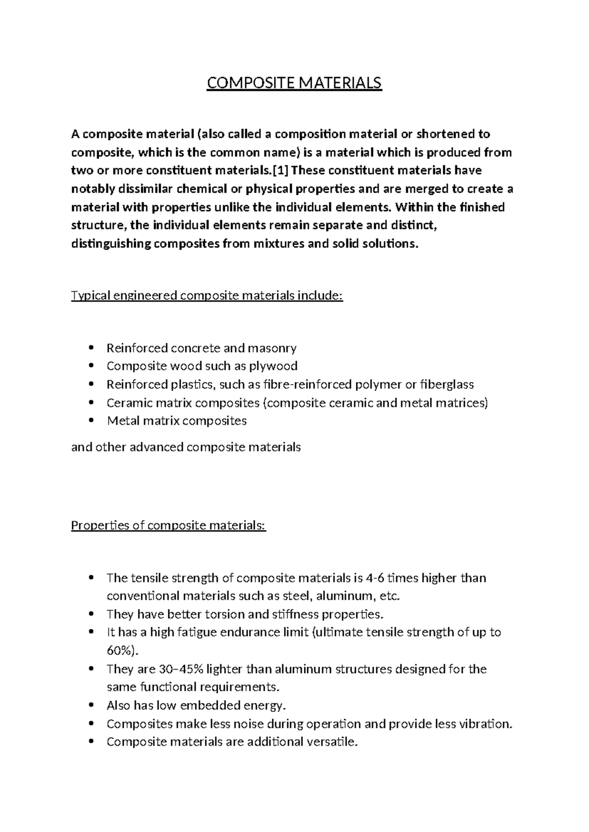 Composite Materials Notes Composite Materials A Composite Material Composite Materials Notes Composite Materials A Composite Material