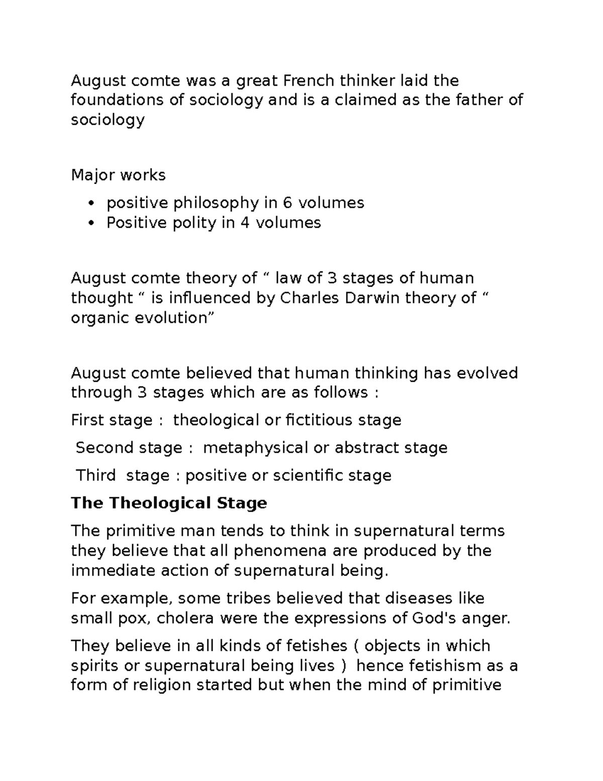 Auguste comte - In this i have given notes of law of three stages ...