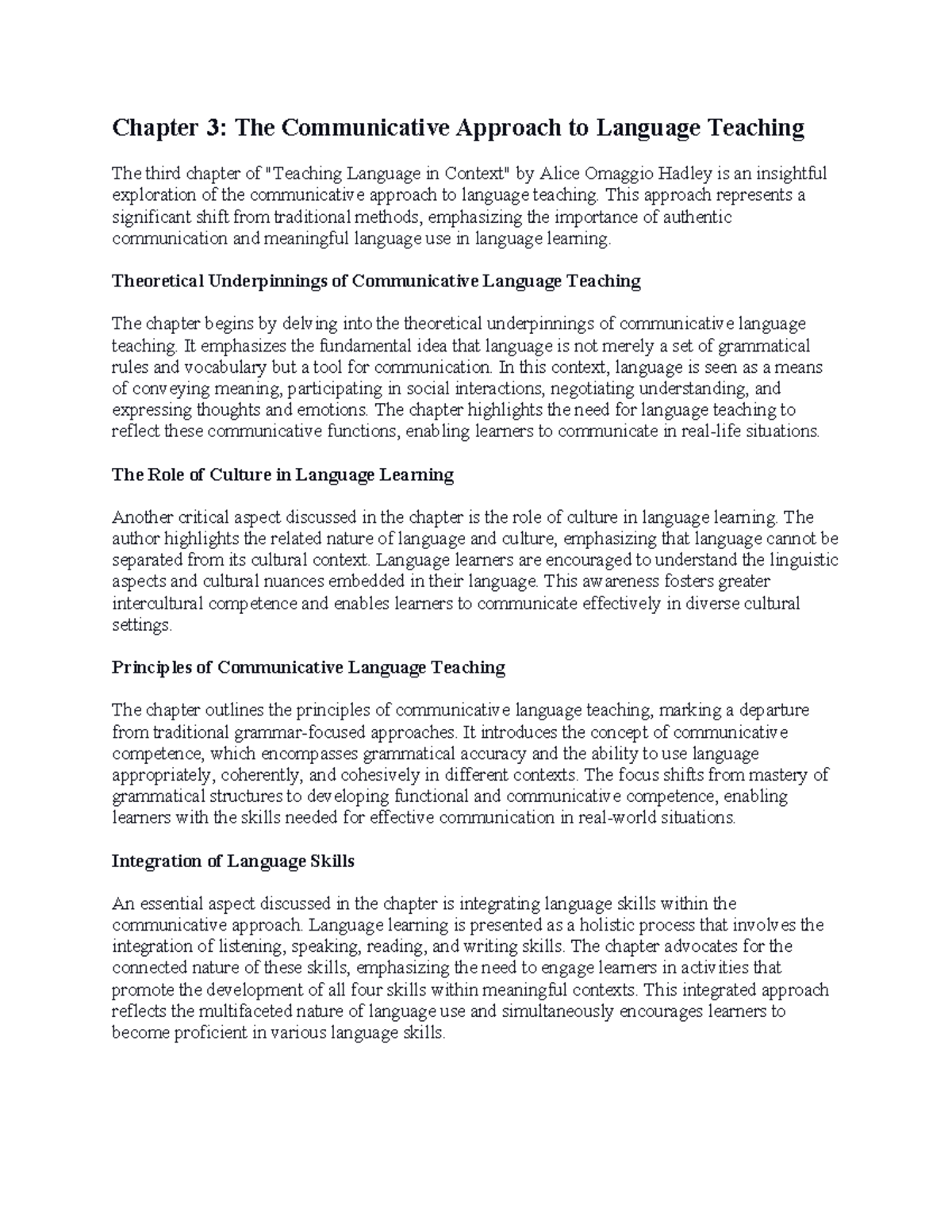 Chapter 3 Teaching Language In Context Hadley - Chapter 3: The 