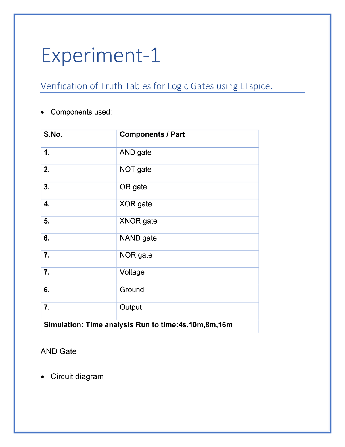 Verification of Truth Tables for Logic Gates using LTspice