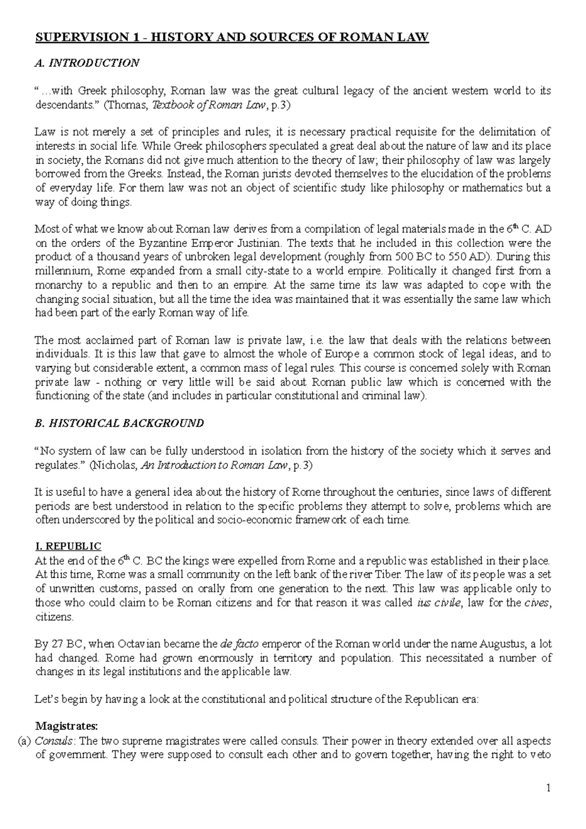 Civil-Law-Bible(1) copy - SUPERVISION 1 - HISTORY AND SOURCES OF ROMAN ...