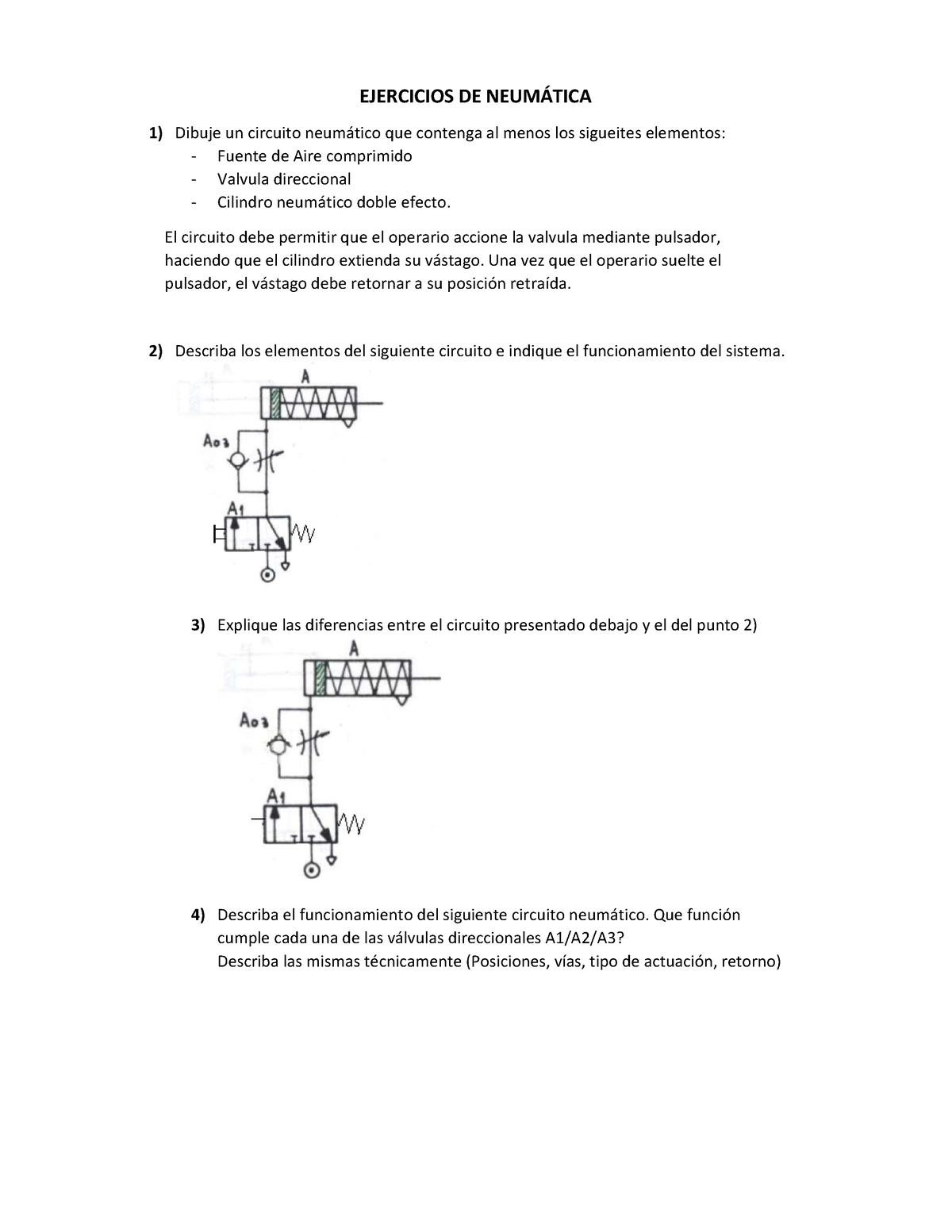 Ejercicios De Neumática - EJERCICIOS DE NEUMÁTICA Dibuje Un Circuito ...