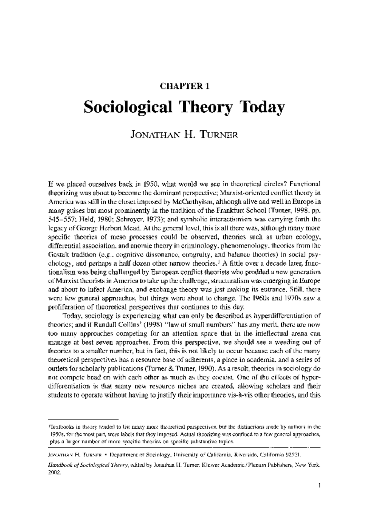 Sociological Theory Today - Criminology and Sociology of Deviance - SU ...