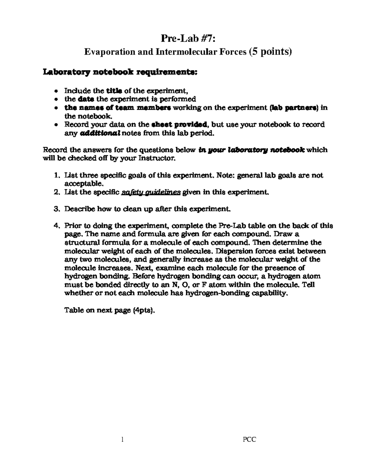 CH222 Lab7 IMFs Lab7 IMFs PreLab 7 Evaporation and