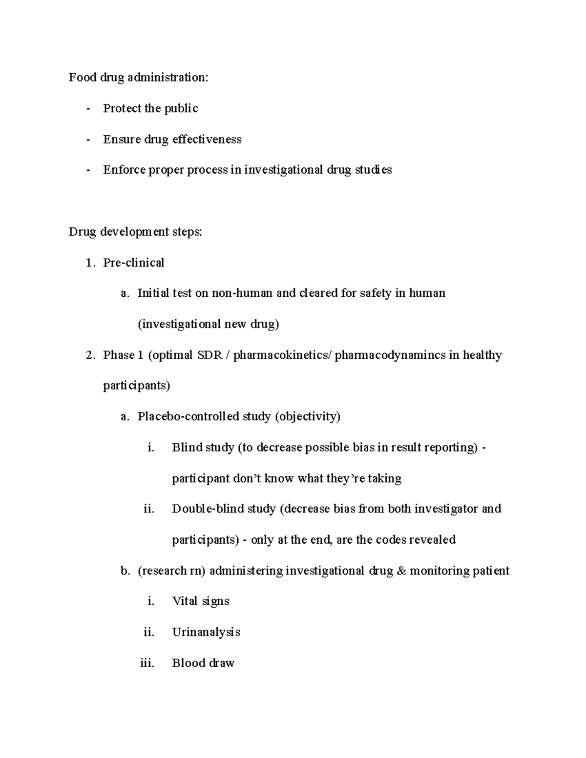 Class 11 - Lecture notes 27-28 - Food drug administration: - Protect ...