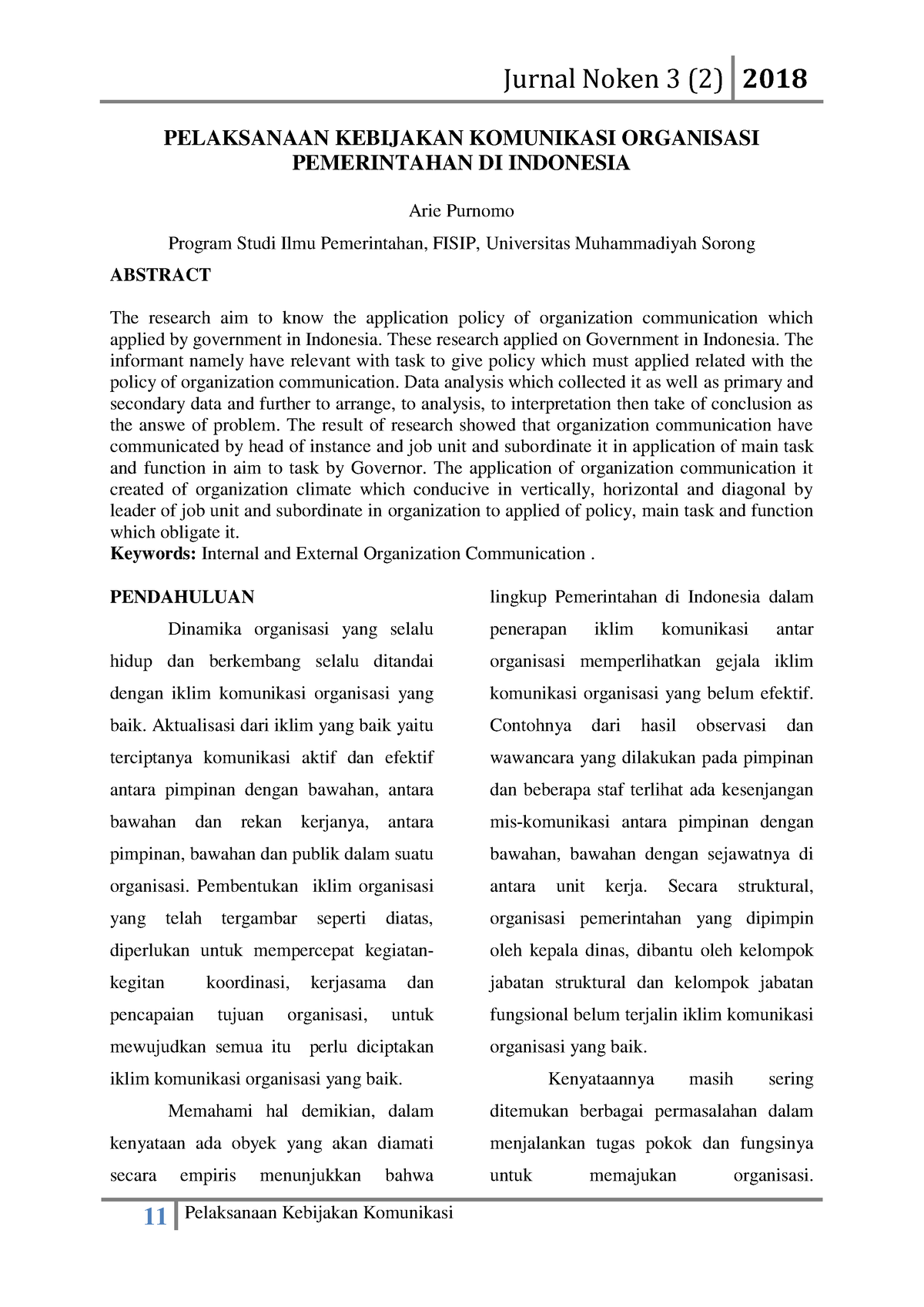 Document - PELAKSANAAN KEBIJAKAN KOMUNIKASI ORGANISASI PEMERINTAHAN DI ...