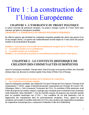 Plan Institutions Européennes - Université De Paris Faculté De Droit Et ...