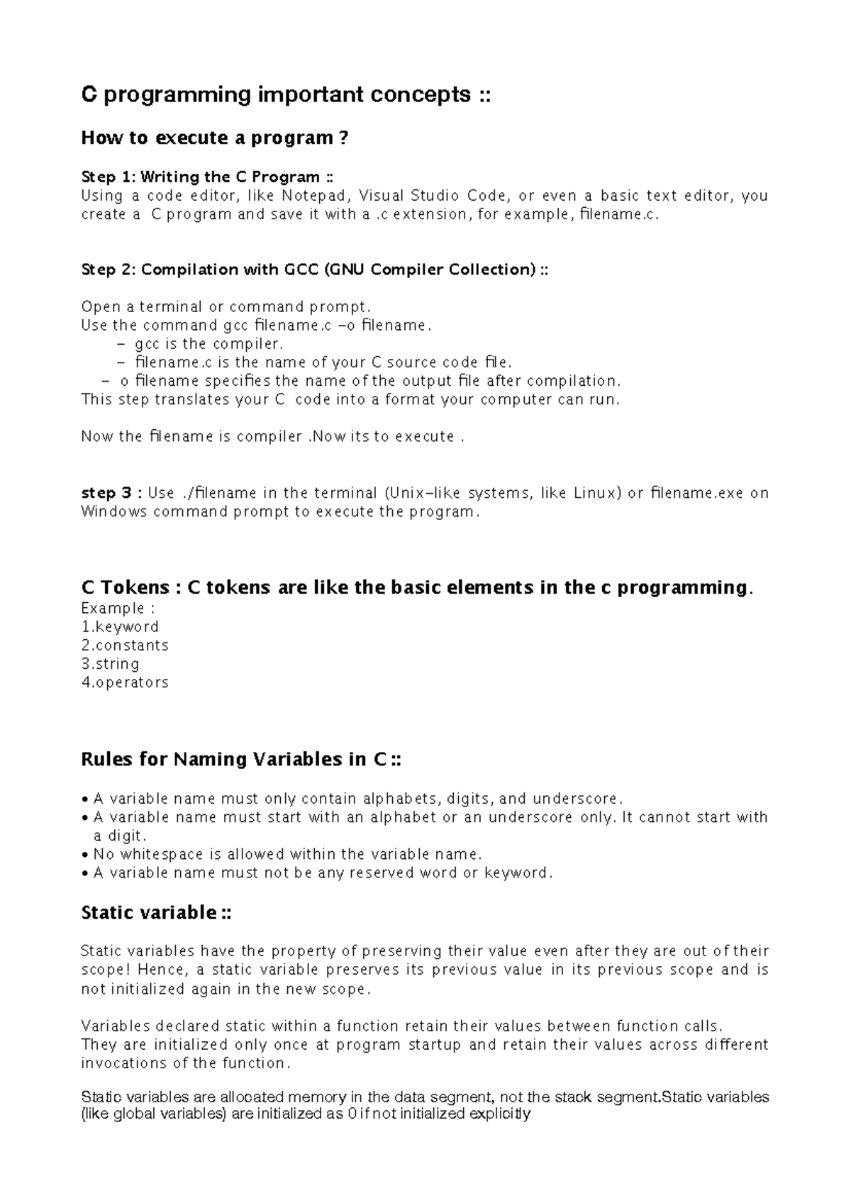 C language book - C programming important concepts :: ####### How to ...