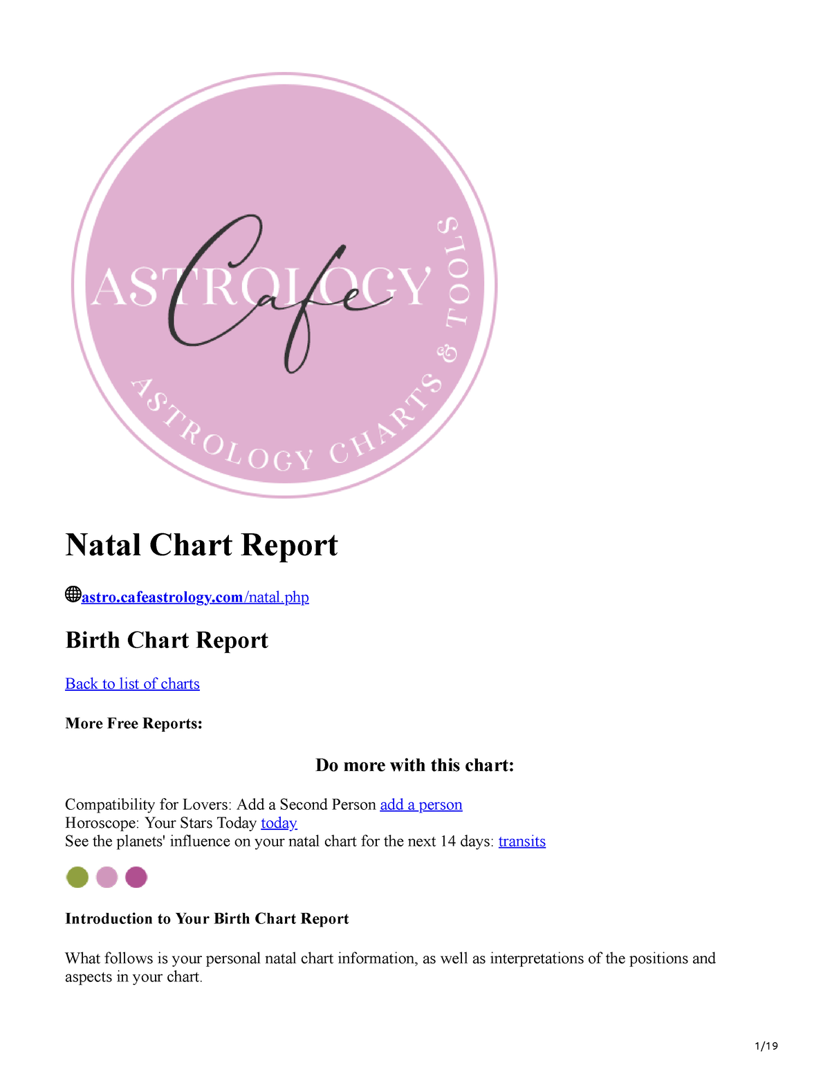 Astrology chart - tarea - Natal Chart Report astro.cafeastrology.com