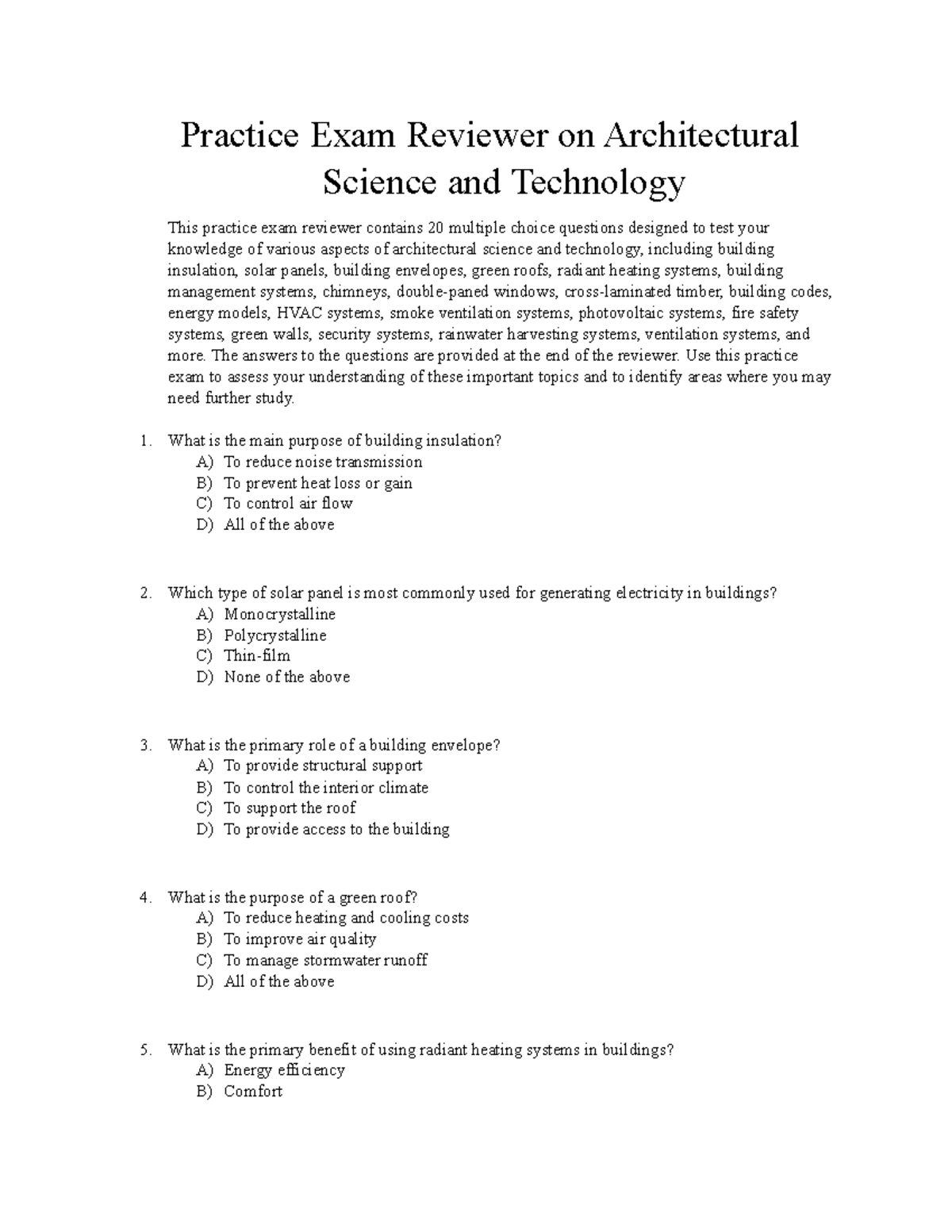Practice Exam Reviewer on Architectural Science and Technology Practice Exam Reviewer on Studocu