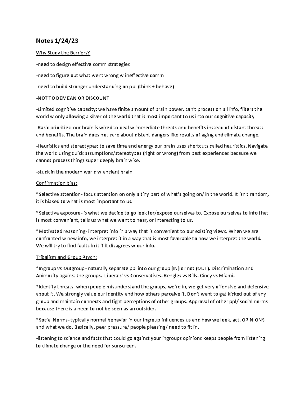 Why Study Barriers - Notes 1/24/ Why Study the Barriers? -need to ...