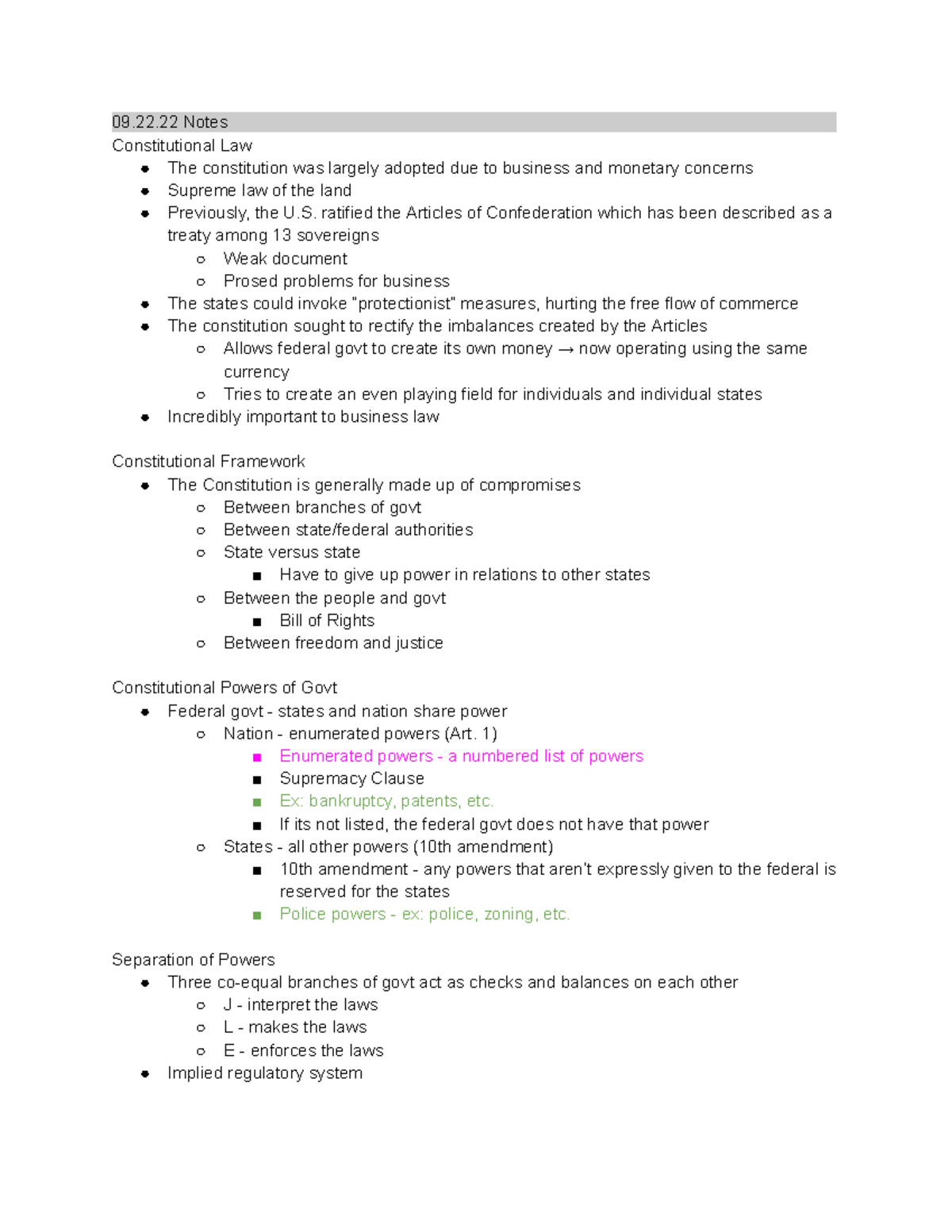 Chapter 6 - Constitutional Law Pt1 - 09.22 Notes O Constitutional Law ...