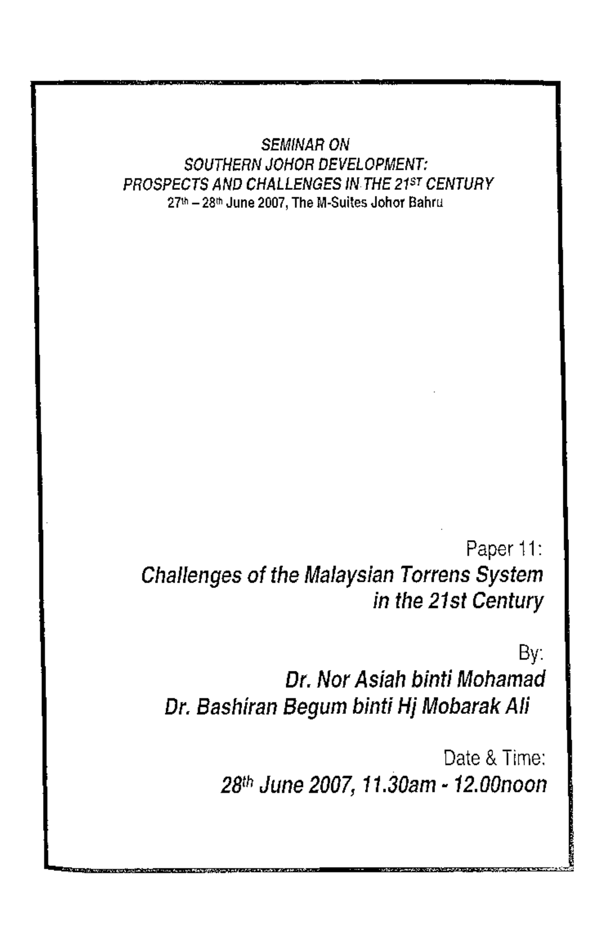 Challenges of the Malaysian Torrens System - Land Law I - Studocu