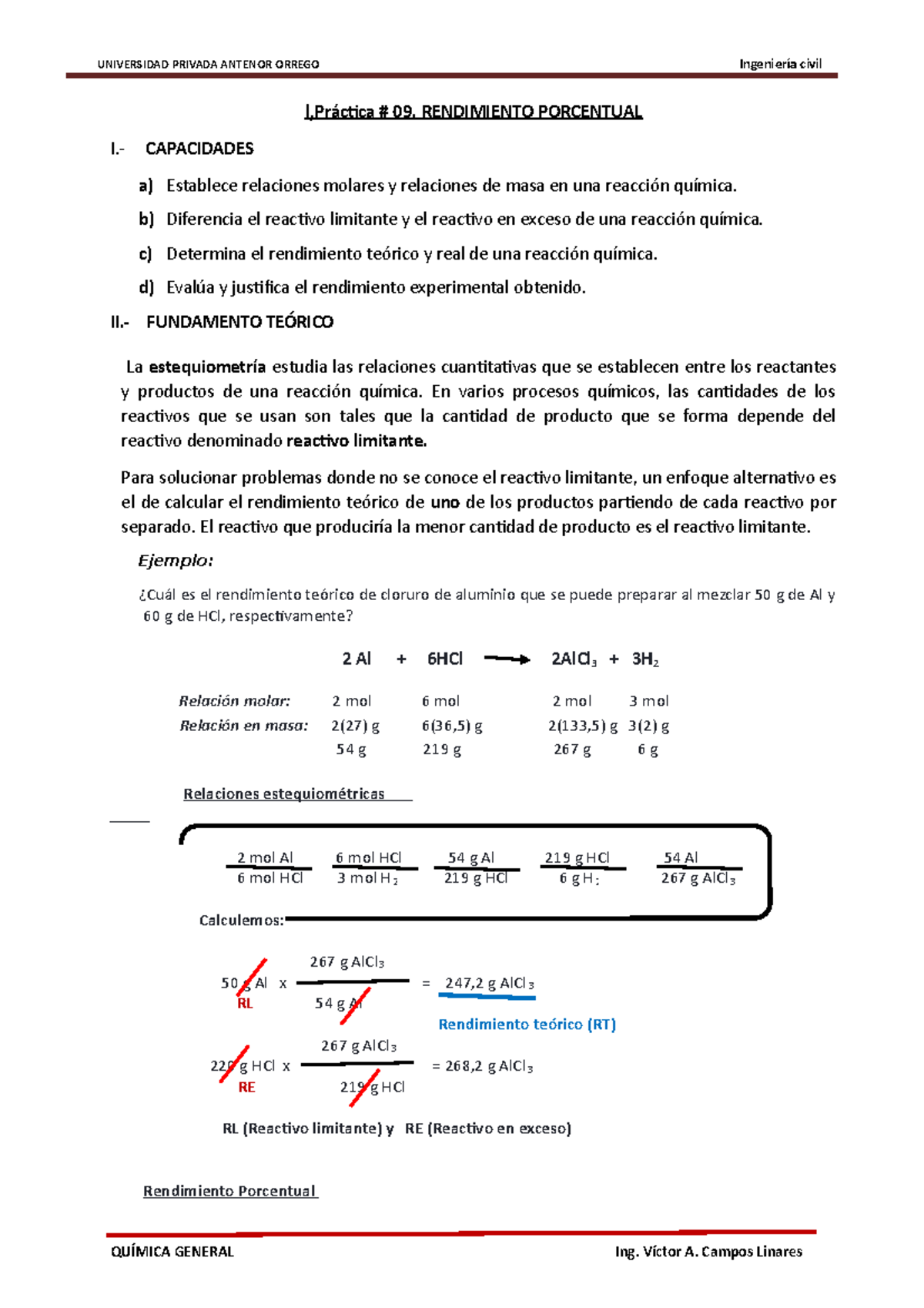 Práctica de laboratorio 09. Rendimiento Porcentual (1 ...