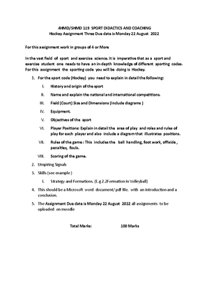 Athletics Assignment 3 Due Tuesday 23 August 2022 - 4HMD 119 Sport ...