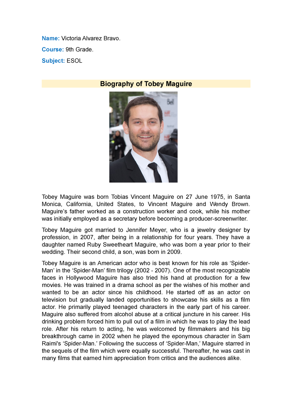 Tobey Maguire - Biography