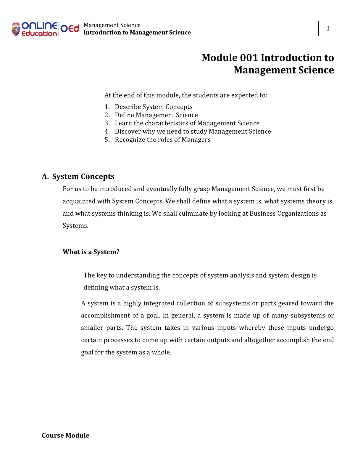 MGT6267 Week1.............. - Management Science Introduction To ...