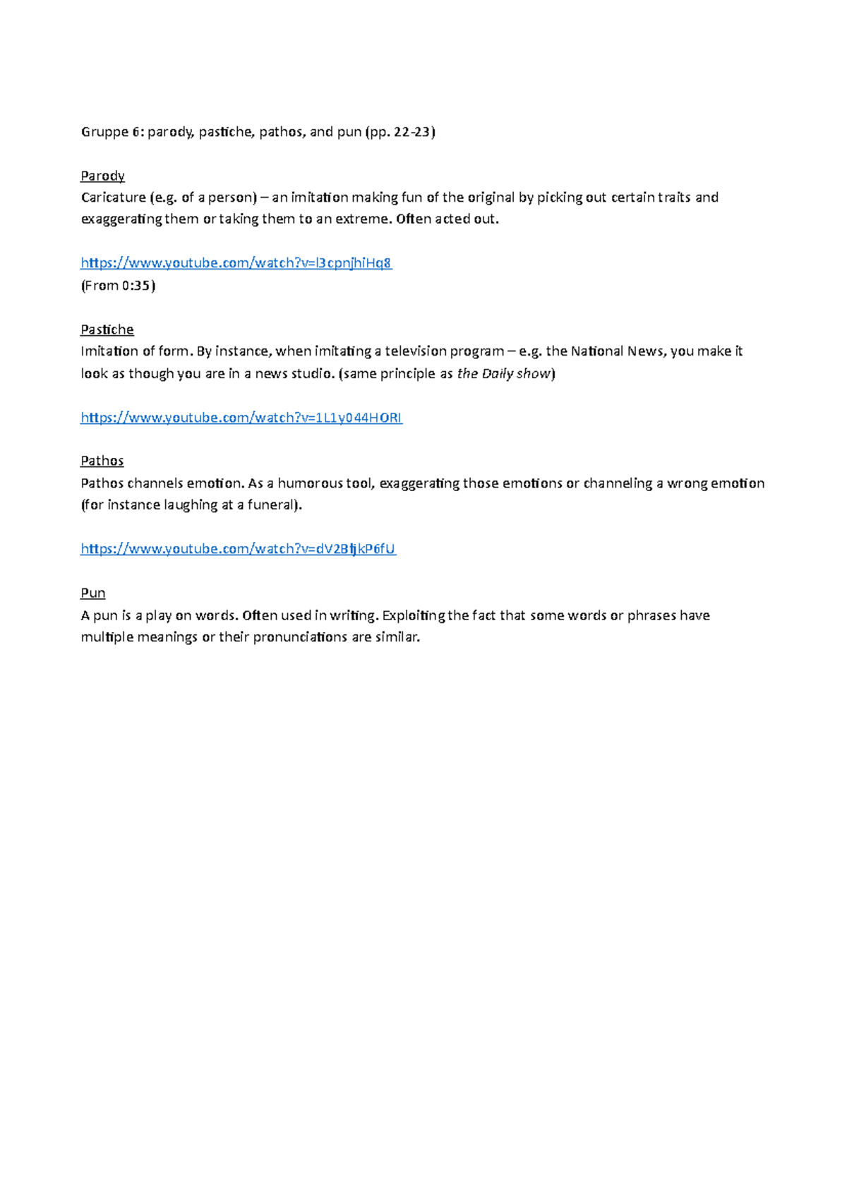 humor eksempler oversigt - Gruppe 6: parody, pastiche, pathos, and pun ...