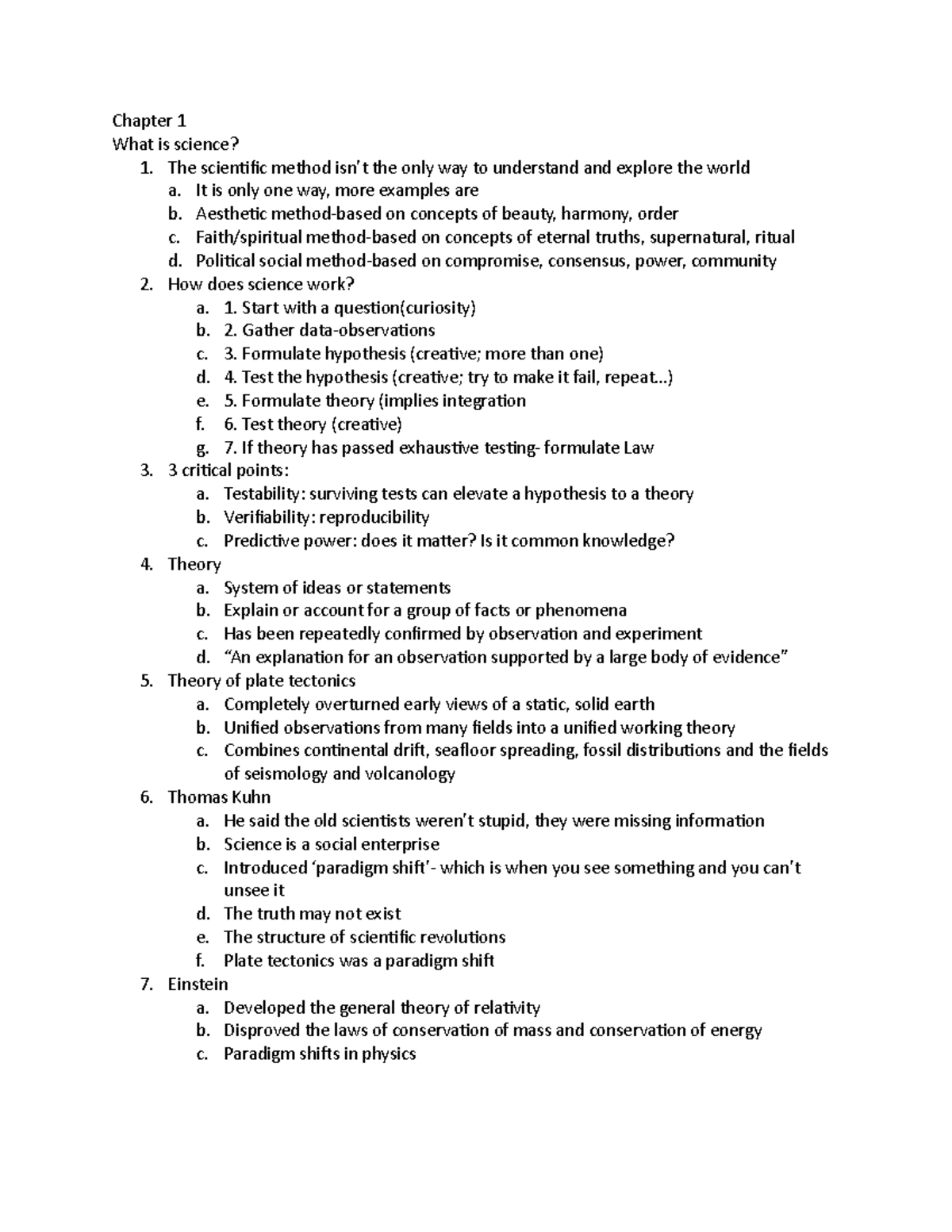 ESC1000 Chapter 1 Lecture Notes - Chapter 1 What Is Science? 1. The ...