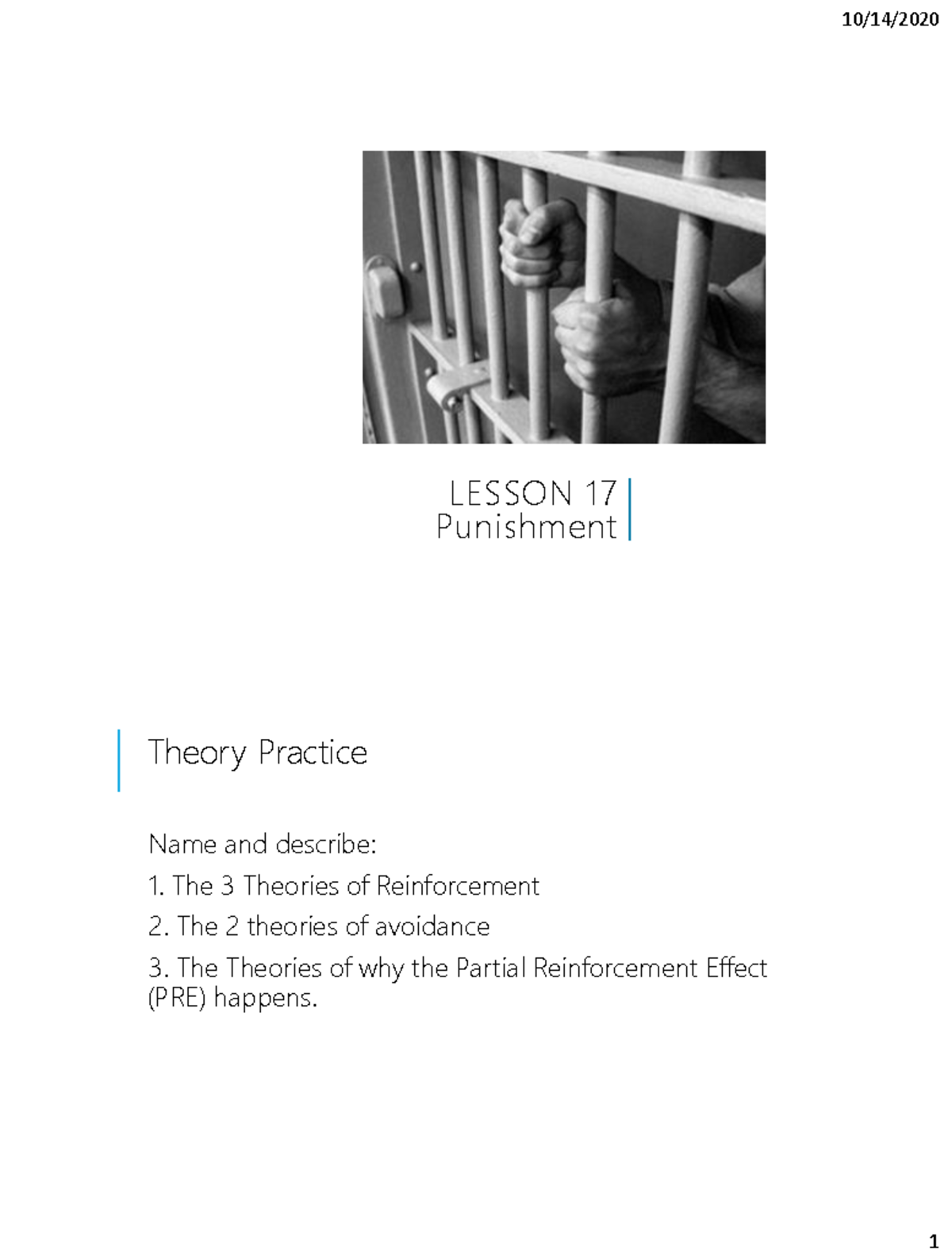 Lesson+17-+Punishment - LESSON 17 Punishment Name and describe: 1. The ...