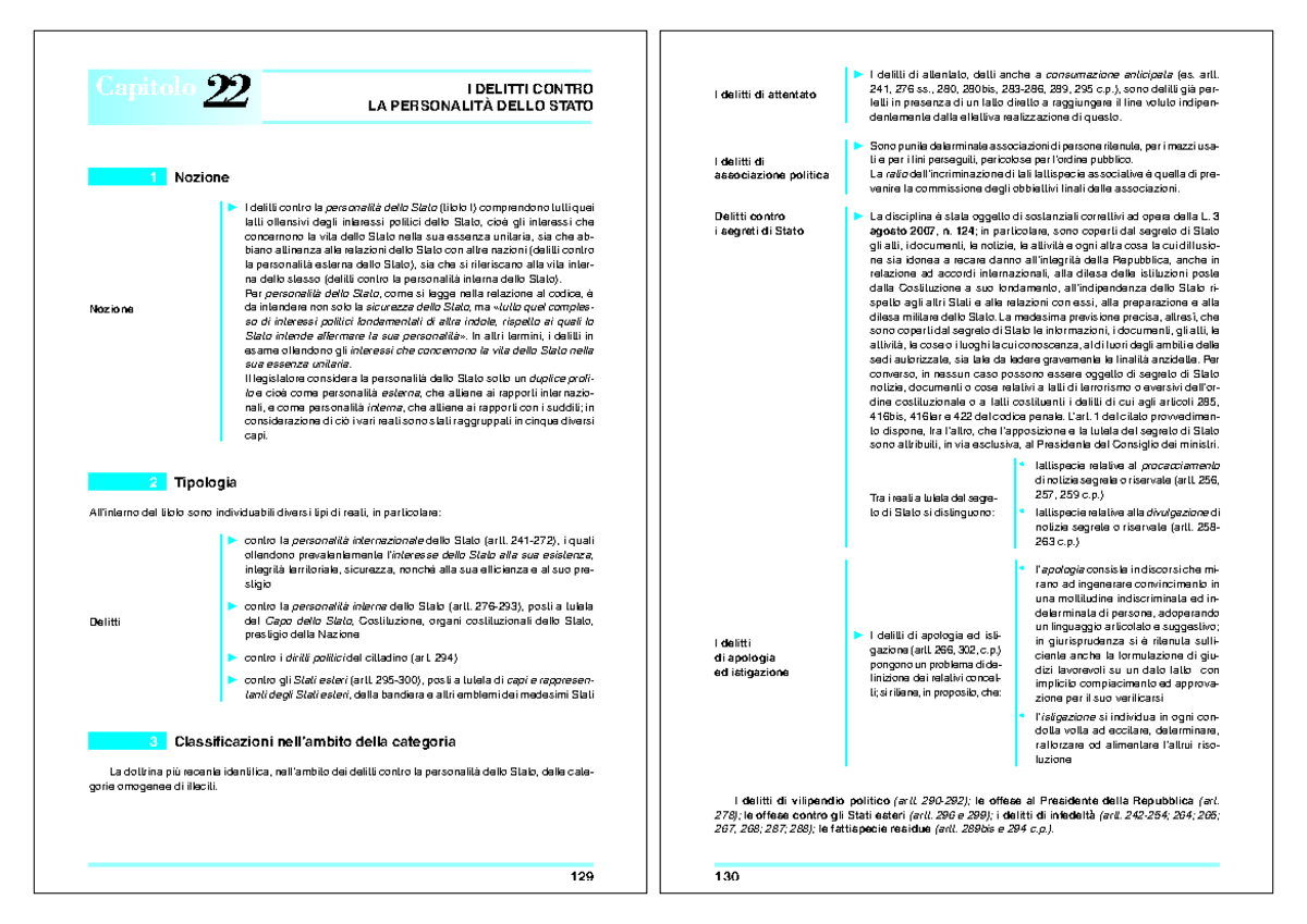 Schemi Diritto Penale parte speciale - DELITTI DELLO I delitti contro