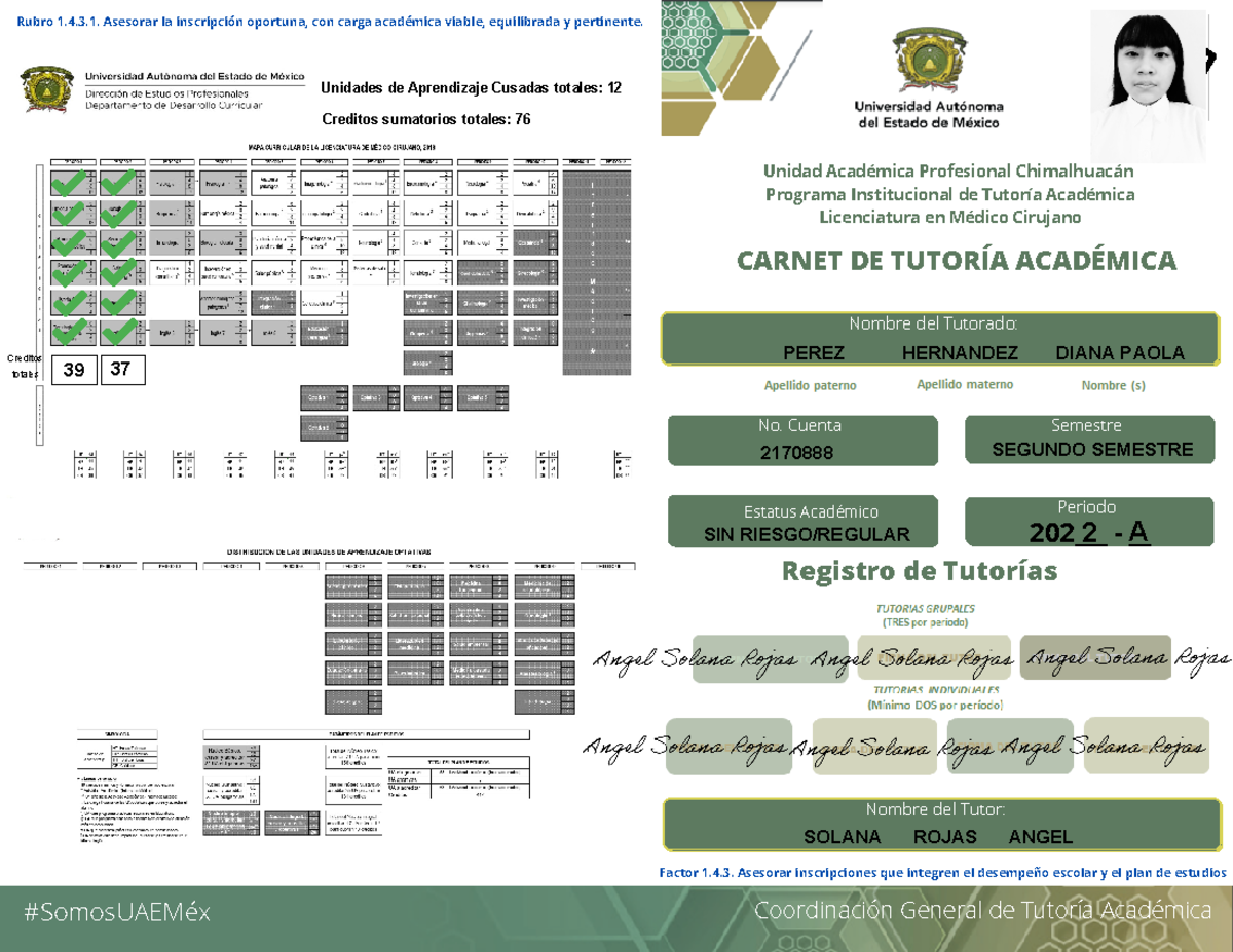 Perez Hernandez Diana Paola (1) - Nombre del Tutorado: No. Cuenta ...