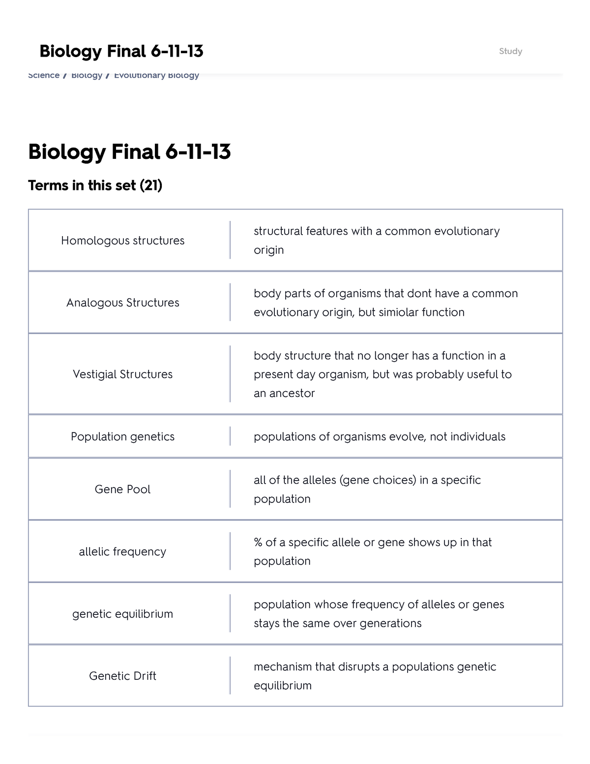 Biology Final 6-11-13 Flashcards Quizlet - Biology Final 6-11- Science ...