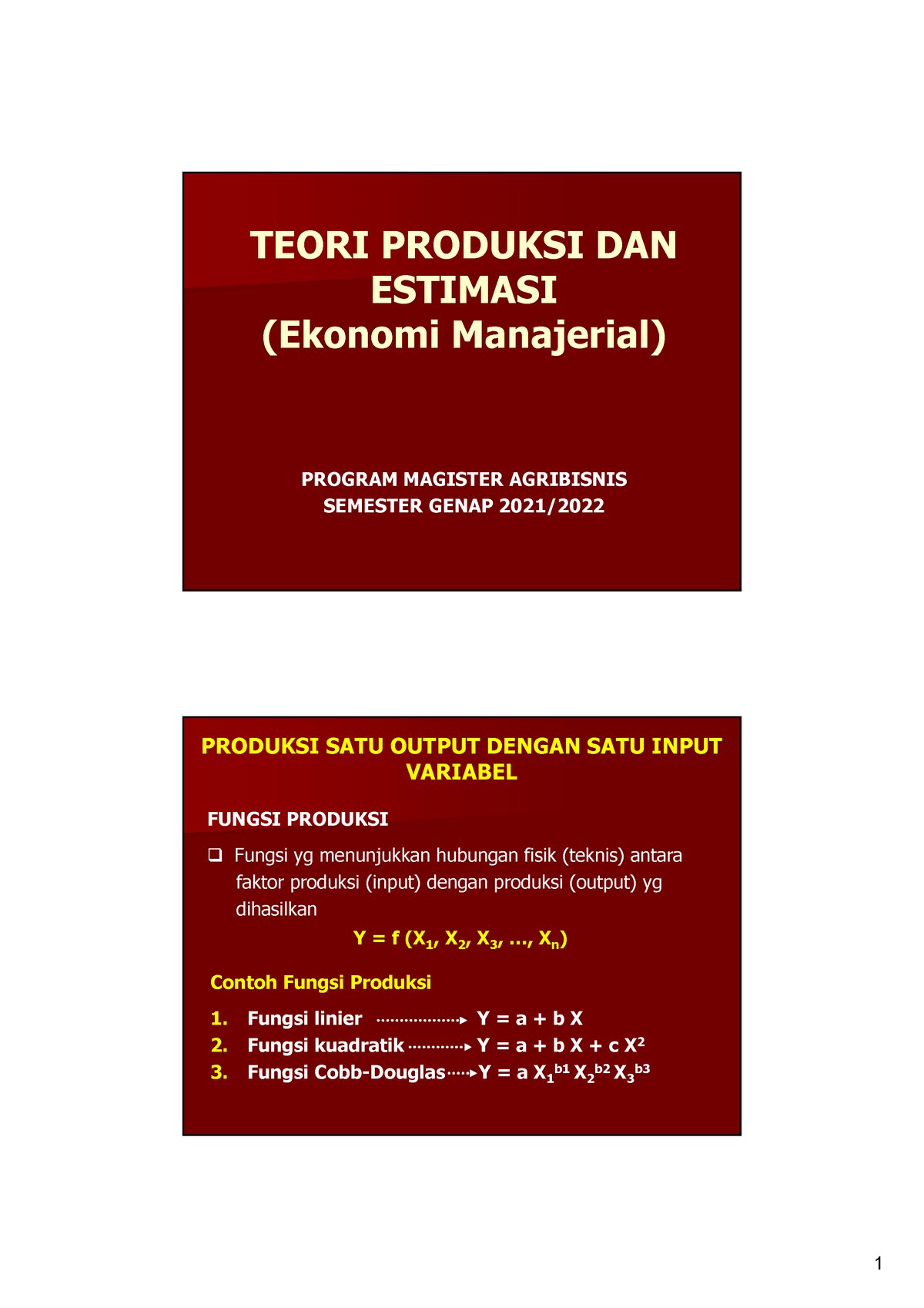 01. Teori Produksi Dan Estimasi - TEORI PRODUKSI DAN ESTIMASI (Ekonomi ...