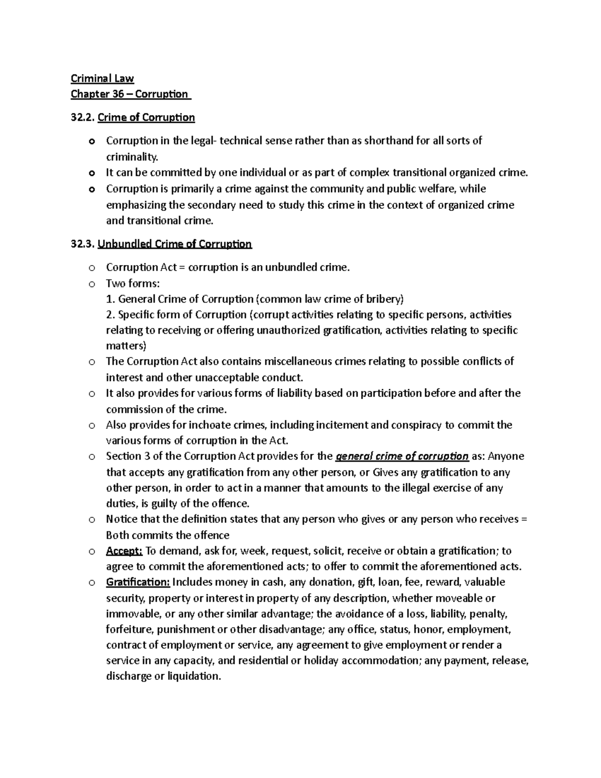 Criminal Law - Chapter 36 - Crime of Corruption - Criminal Law Chapter ...