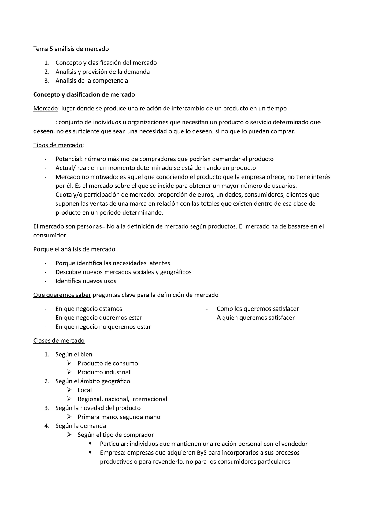 Tema 5 Análisis De Mercado Tema 5 De Mercado 1 Concepto Y Del Mercado 2 Y De La Demanda 3 7922