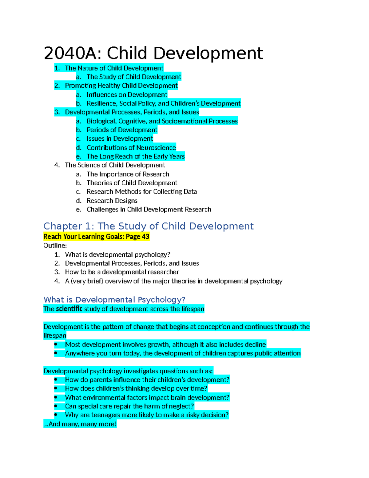 2040A Child Development Week 1 Chapter 1 - 2040A: Child Development 1 ...