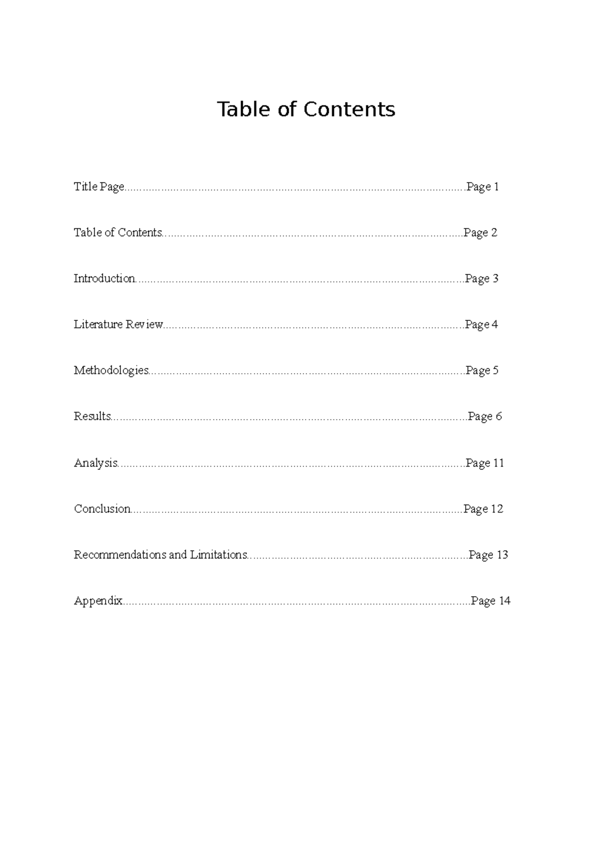 CAFS assessment - IDEKK - Table of Contents Title - Studocu