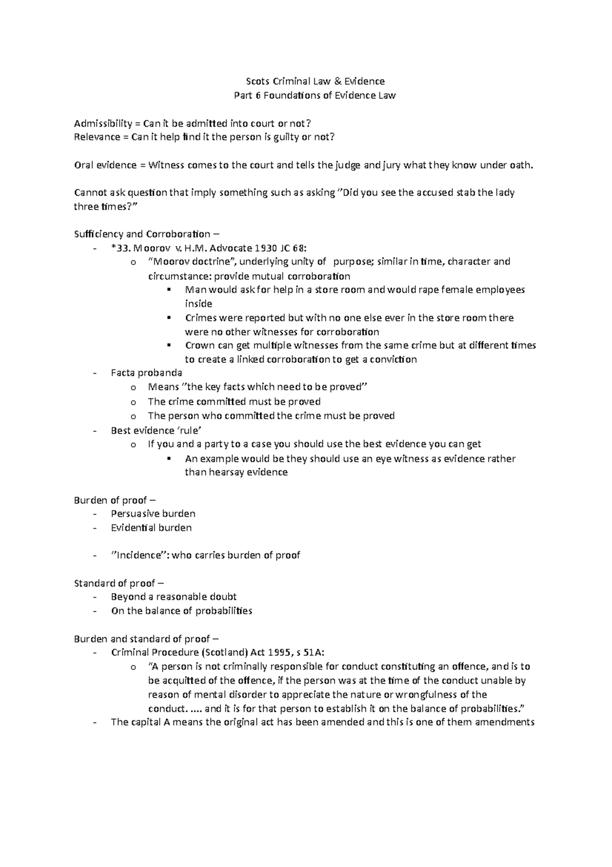 Scots Criminal Law Part 6 Evidence - Scots Criminal Law & Evidence Part ...