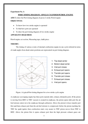 TE LAB Manual - Impulse turbine - Experiment No. 1: PORT TIMING DIAGRAM  -SINGLE CYLINDER PETROL - Studocu