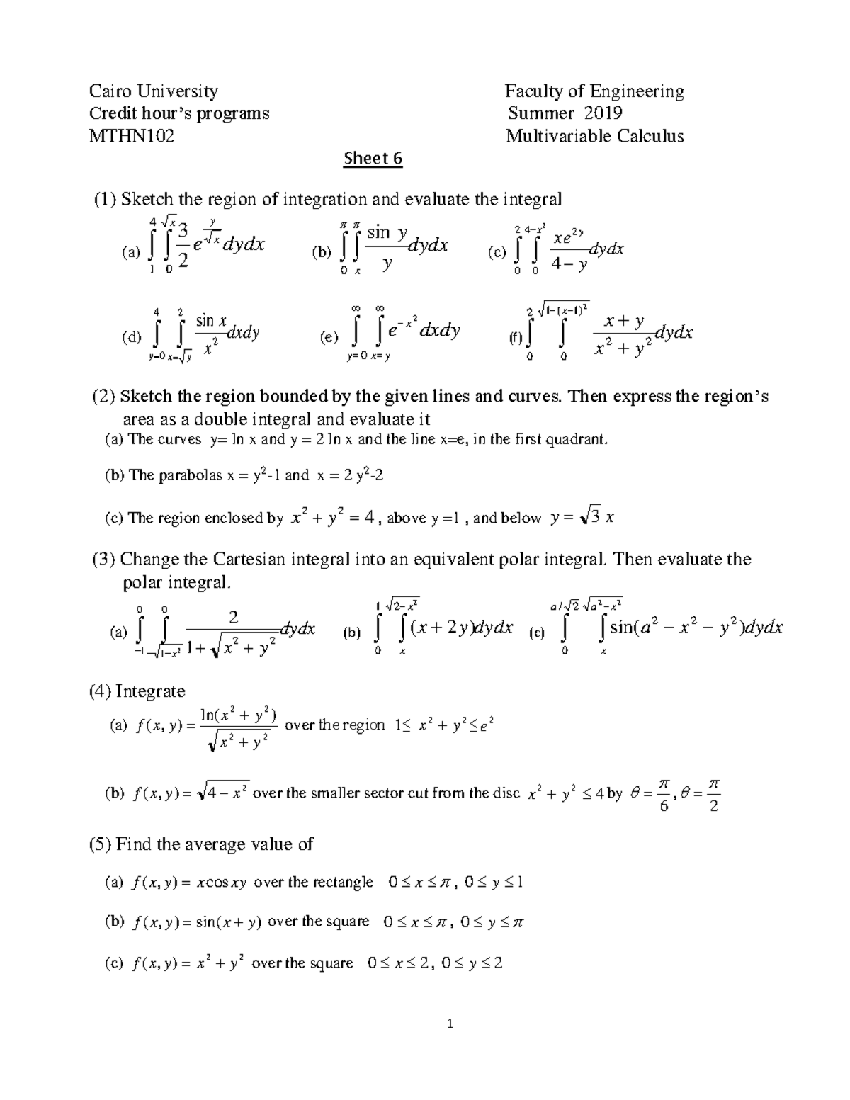 Linear Algebra Sheet 6 Summer 19 Studocu