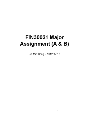 Assessment 1 BUS30032 Problem Analysis and Project Development Report ...