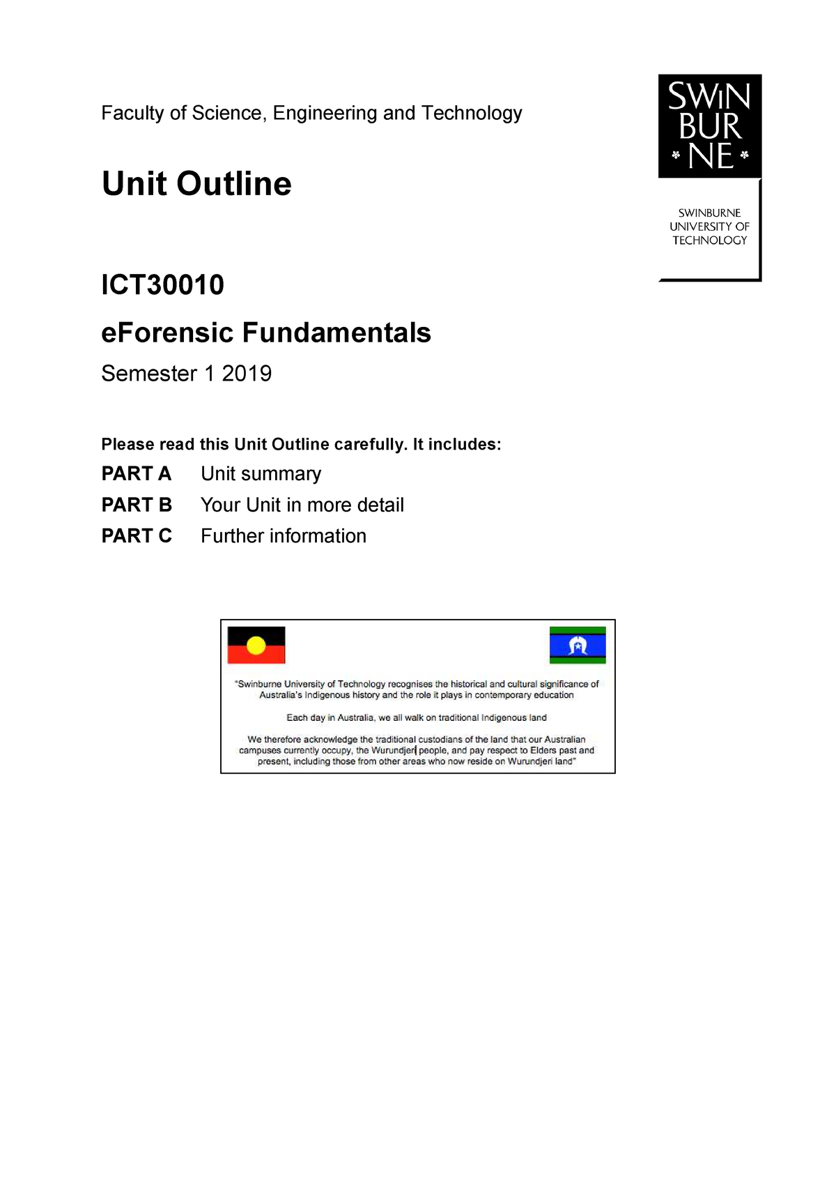 ICT30010 Unit Outline Sem 1 2019 - Faculty Of Science, Engineering And ...