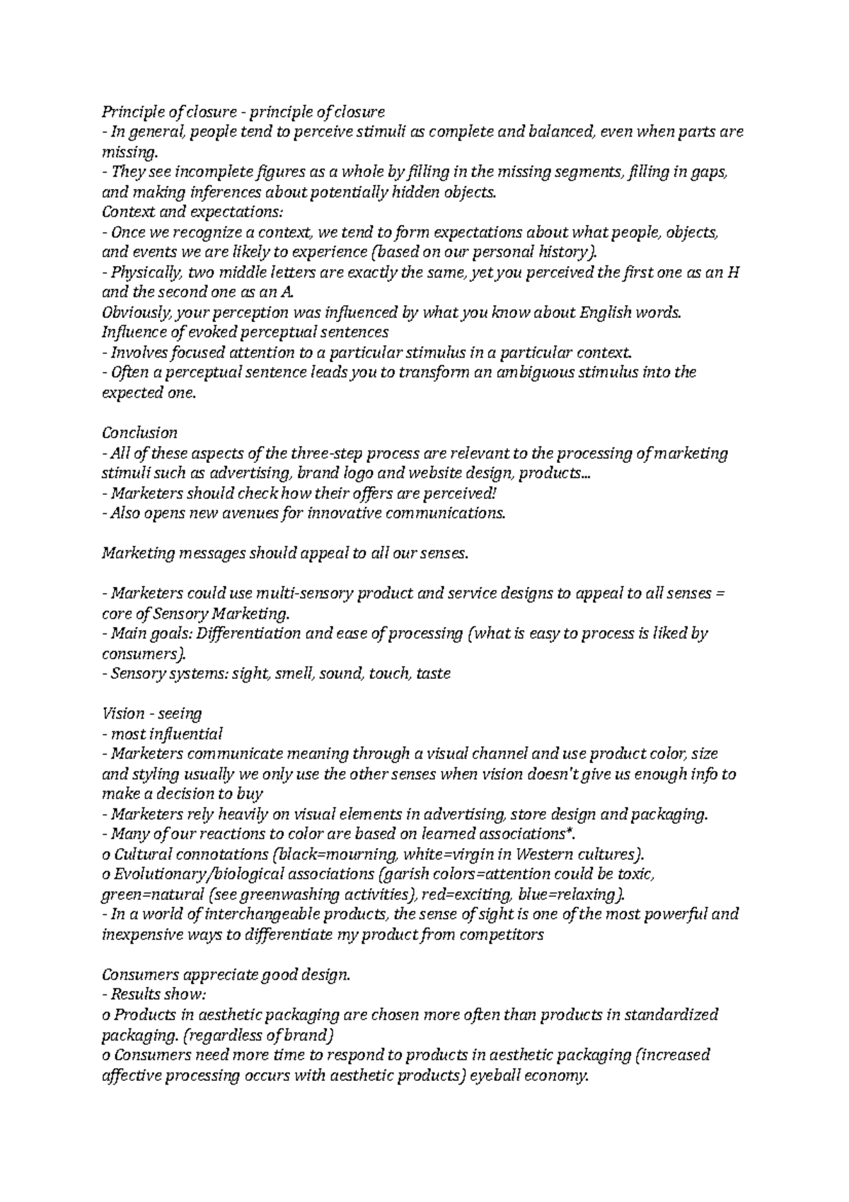 Principle of closure - Lectures Notes mkt - Principle of closure ...
