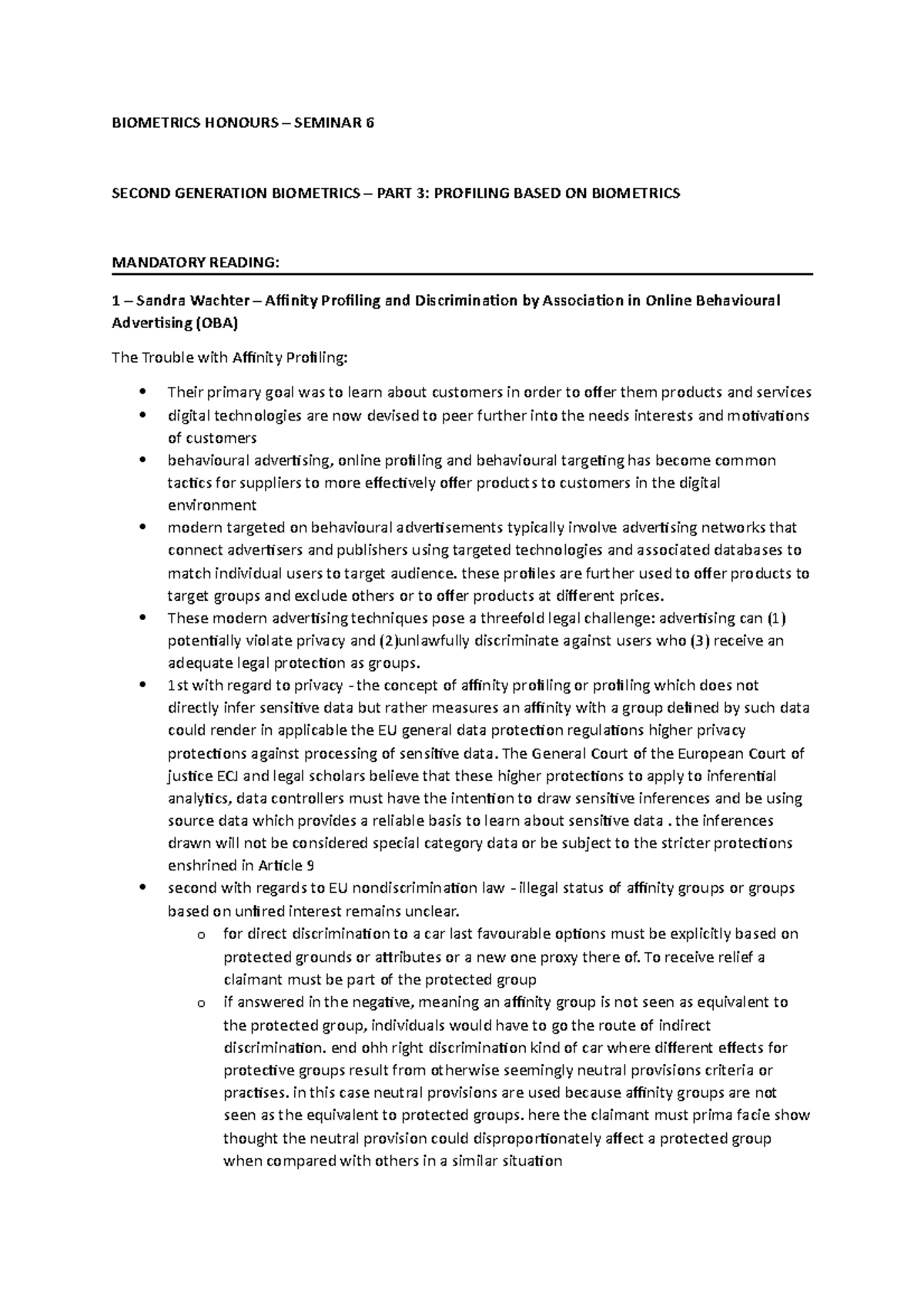 Biometrics - Seminar 6 - Lecture notes 6 - BIOMETRICS HONOURS – SEMINAR ...